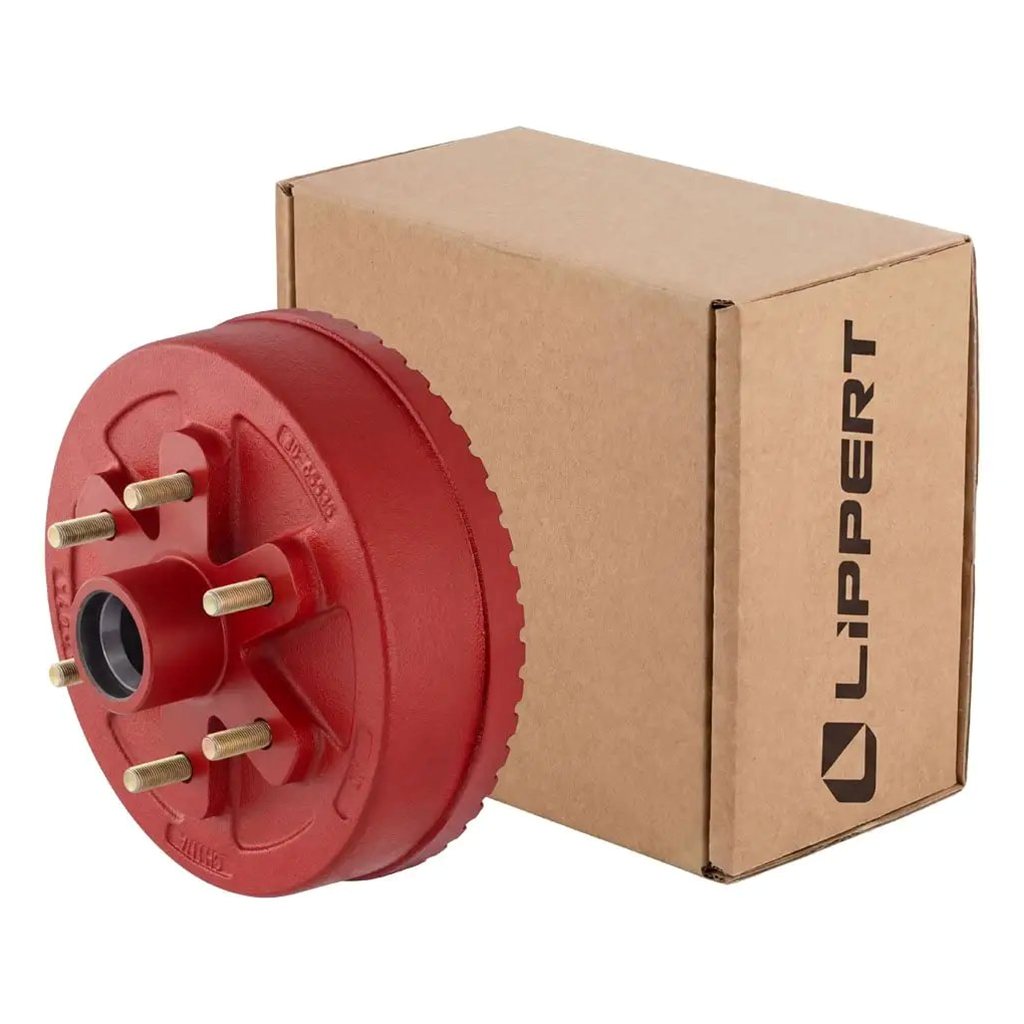 Lippert ABS 10" Red Brake Hub with Races & Wheel Studs, 4,400-lb. Axles - 2025077657