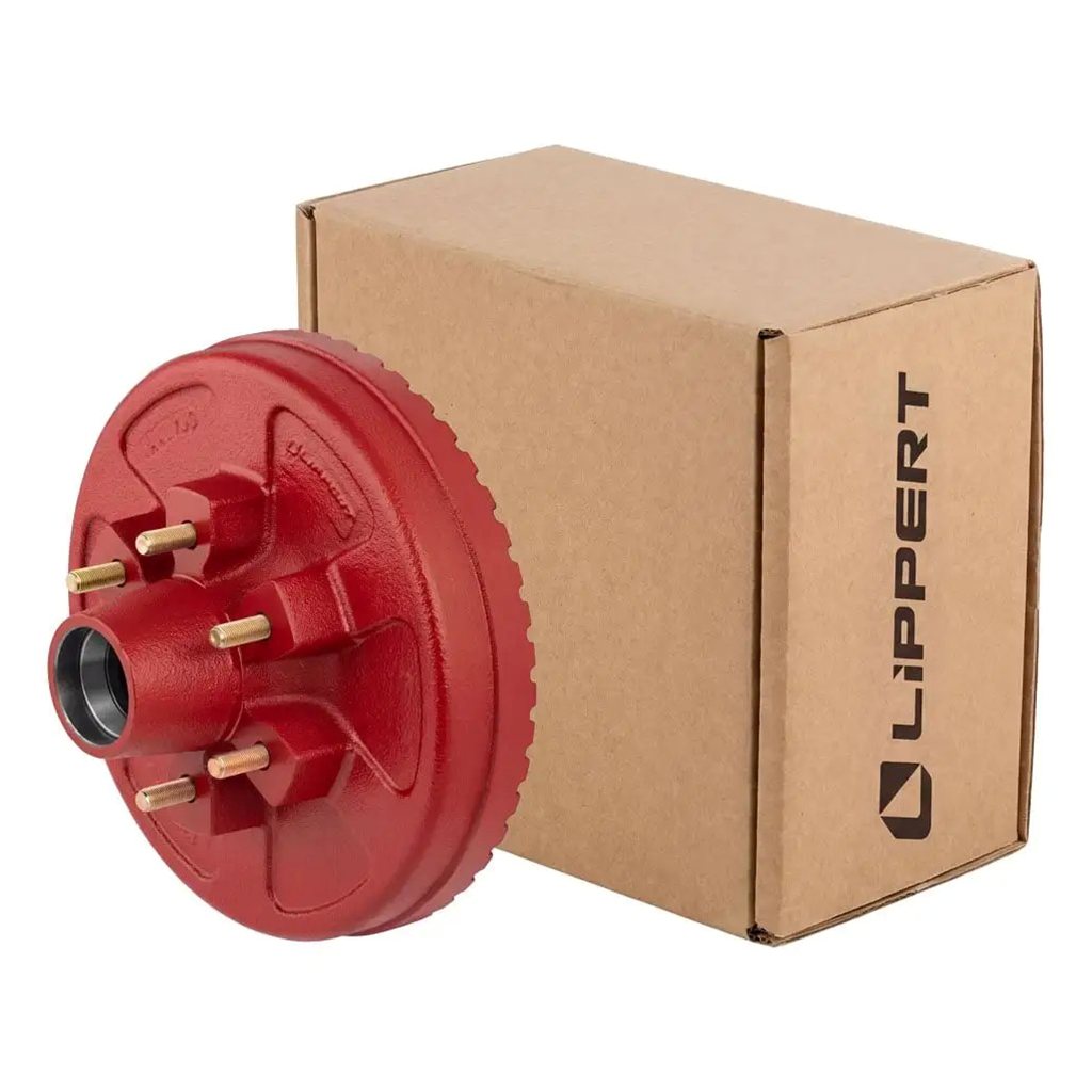 Lippert ABS 12" Red Brake Hub with Races & Wheel Studs, 6,000-lb. Axles - 2025077663