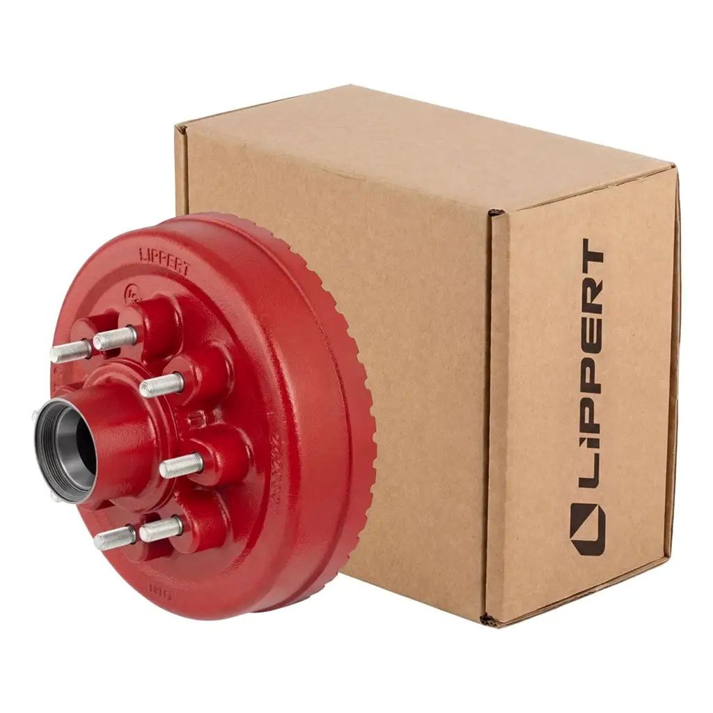Lippert ABS 12" Red Hybrid Brake Hub Assembly with Races & Wheel Studs 8,000-lb. Axles - 2025077676