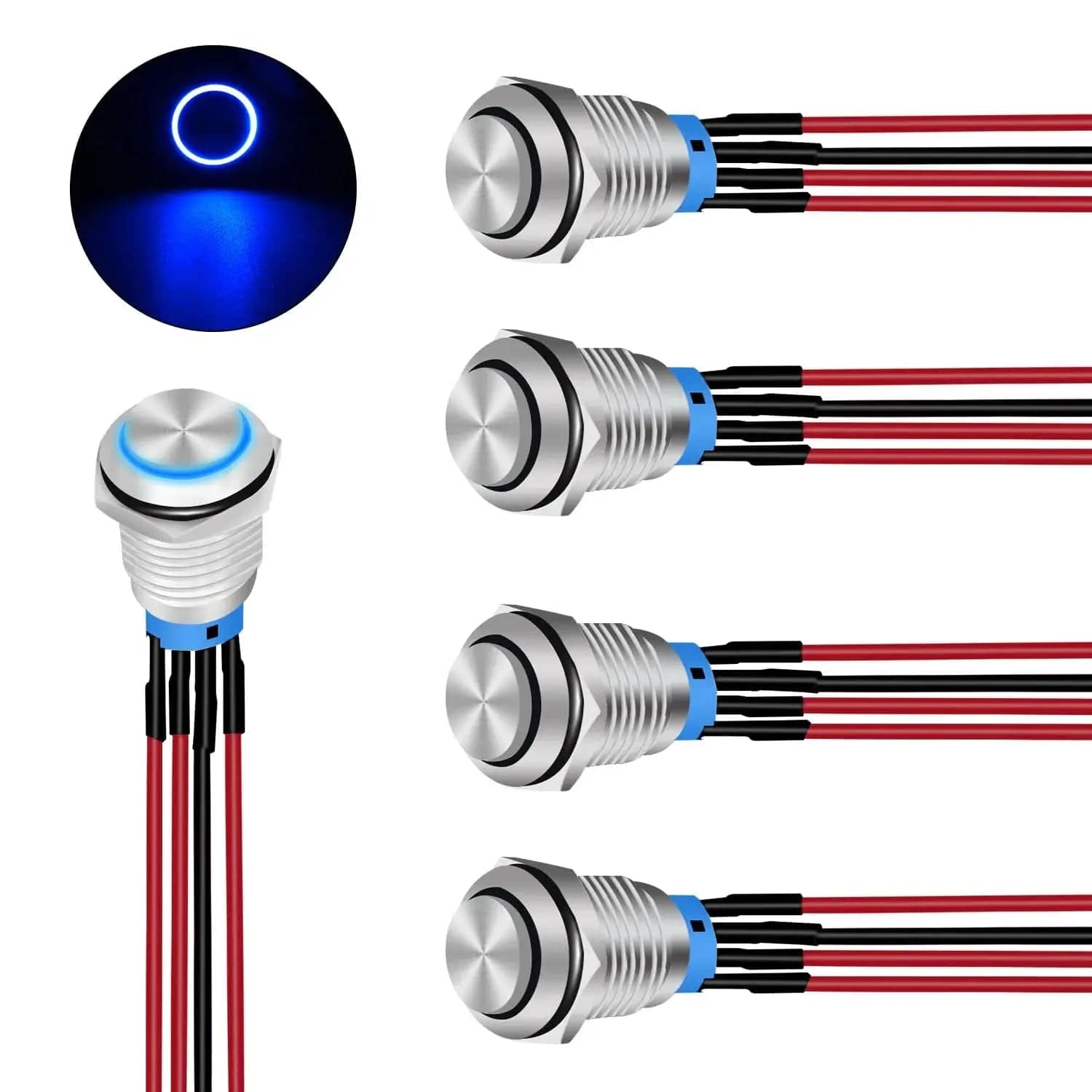 19mm 12V Waterproof ON Off Latching Push Button Switch