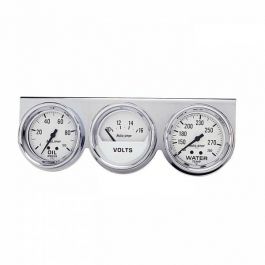 Auto Meter 2-5/8" Three Gauge Console (Oil/Water/Volt) - White