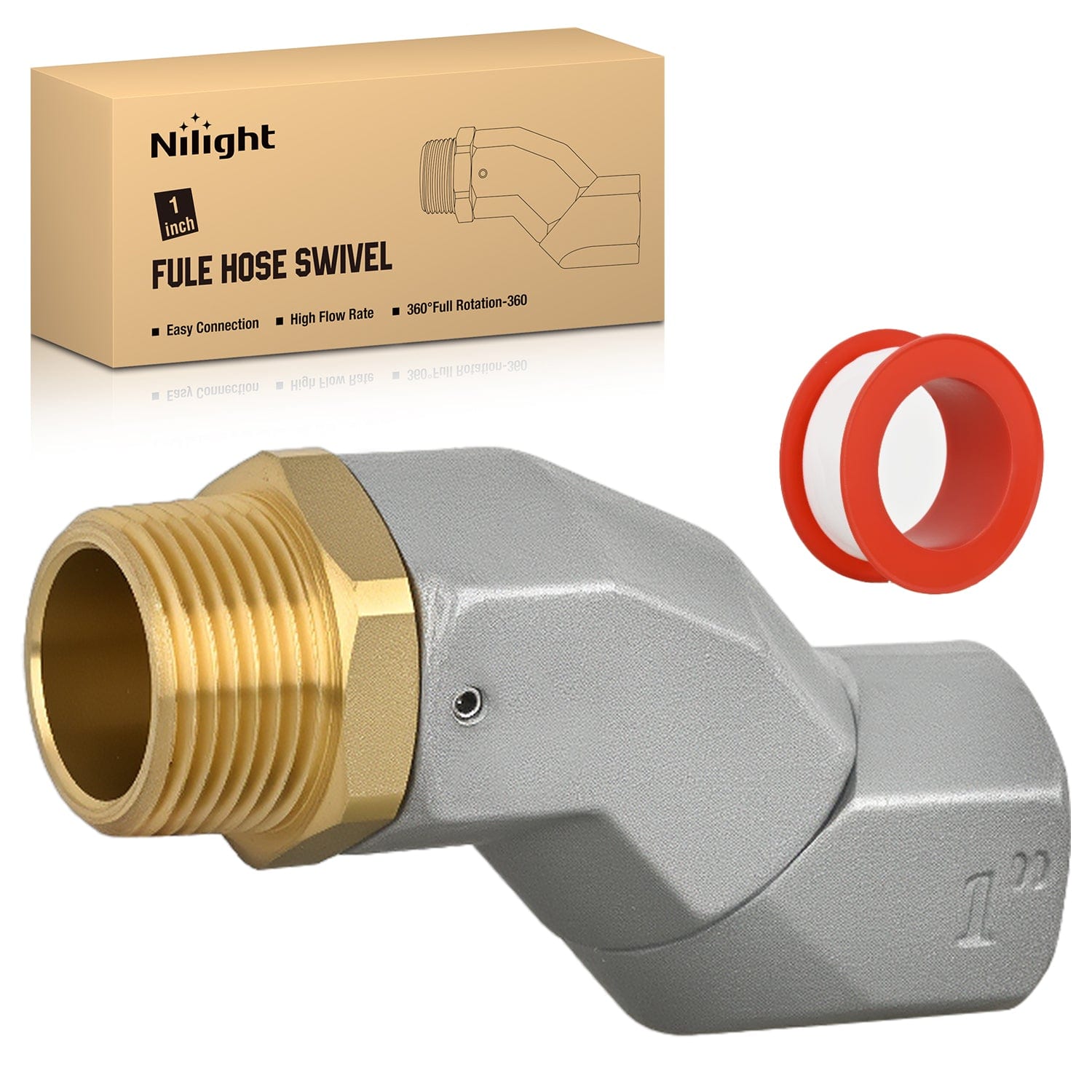 1 Inch NPT Fuel Hose Swivel, 360 Rotating Connector for Fuel Transfer Hose Nozzle Pump Diesel Gasoline Kerosene