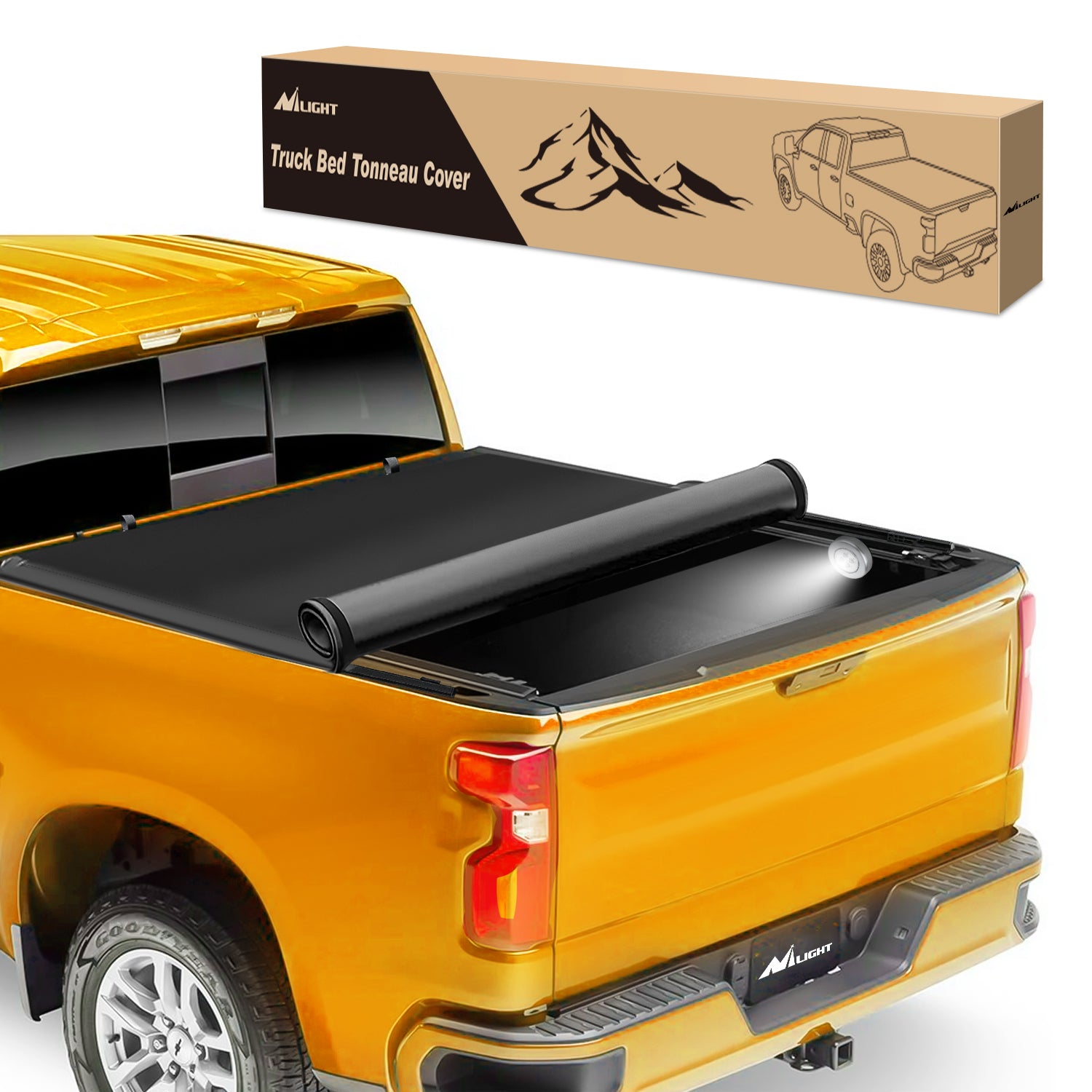 Soft Roll Up Truck Bed Tonneau Cover Compatible with Ram 1500 2009 2010 2011 2012 2013 2014 2015 2016 2017 2018,6.4ft