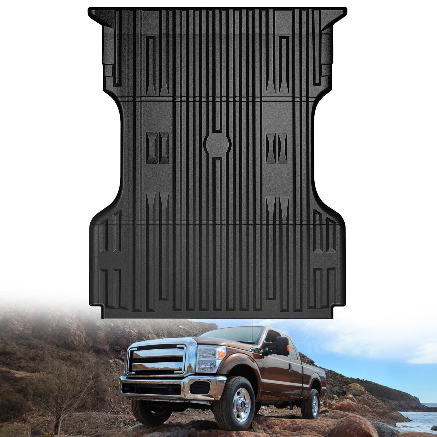 6.8ft Rubber Short Trunk Bed For 1999-2016 Ford F250/F350/F450 Super Duty, TPE Heavy-Duty Pick-up Bed Liner for 1999-2016 Ford F Accessories, Anti-Slip Texture, All Weather Protection
