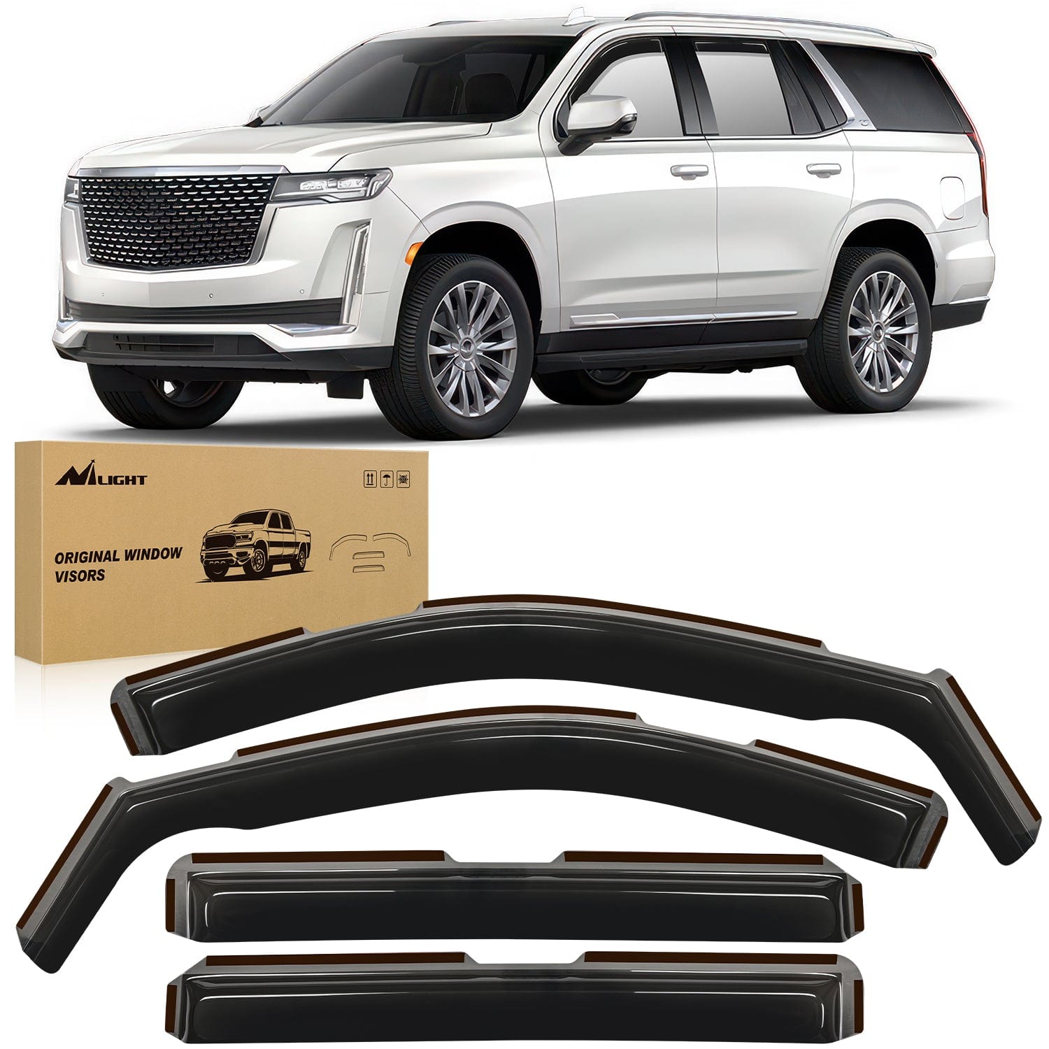 Rain Guards for Chevy Tahoe/GMC Yukon/Cadillac Escalade 2021 2022 2023 2024 Original Window Deflectors, Vent Window Visors-4PCS