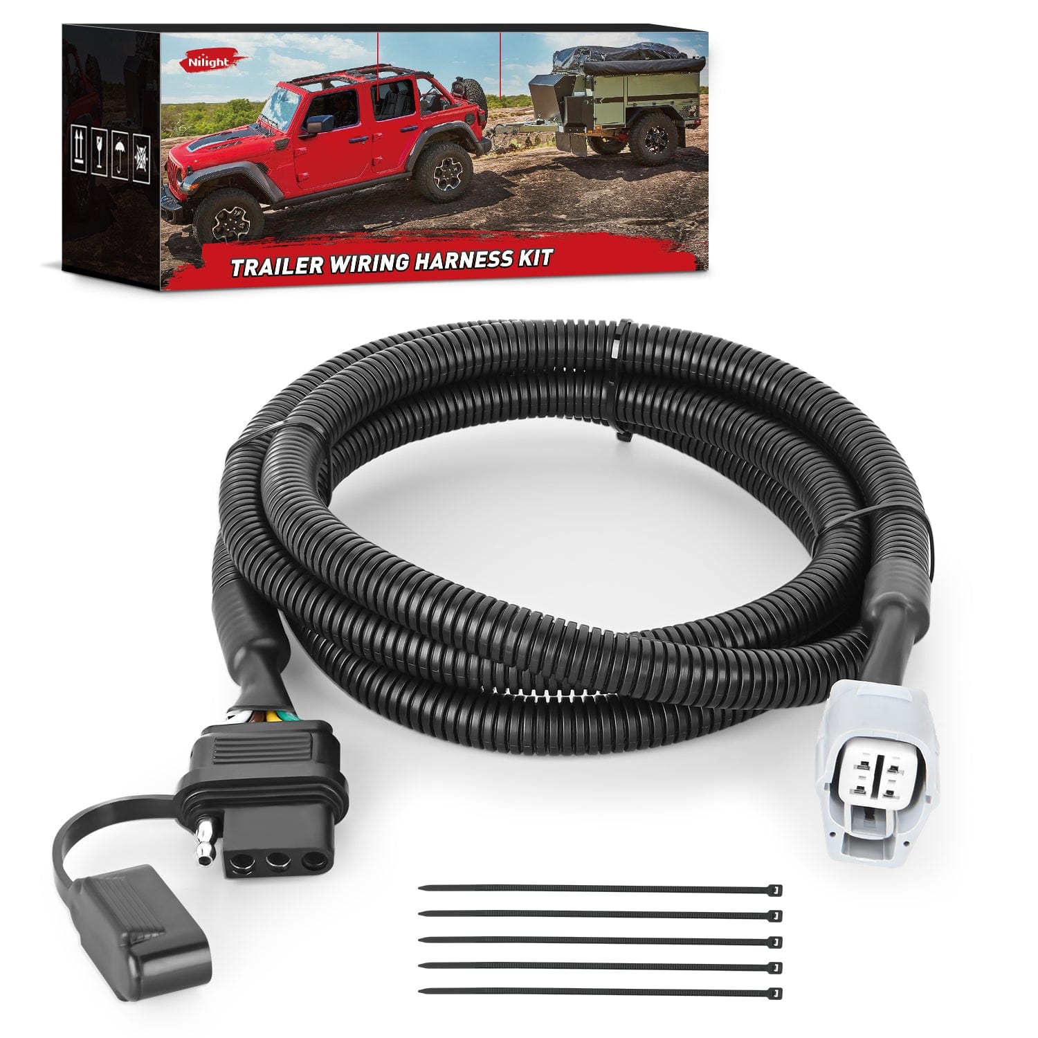 4 Pin Trailer Wiring Harness Kit 56083 Custom for 2010 2011 2012 2013 2014 2015 2016 2017 2018 2019 2020 2021 2022 2023 RX350 RX450h RX350L RX350hL