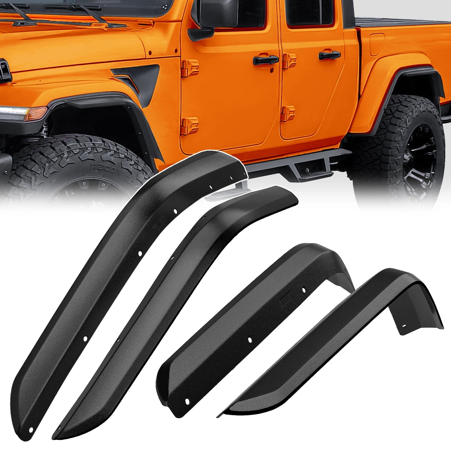 Fender Flares Extensions Set Compatible with 2020 2021 2022 2023 2024 Gladiator JT (Only for Low Wheel Arches)