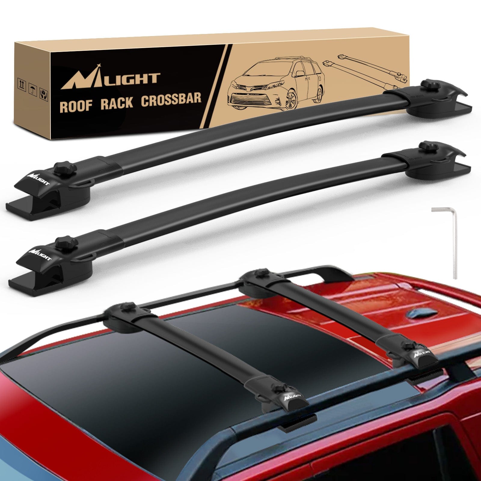 Roof Rack Cross Bars Fit for Toyota Sienna 2011 2012 2013 2014 2015 2016 2017 2018 2019 2020 with Side Rails
