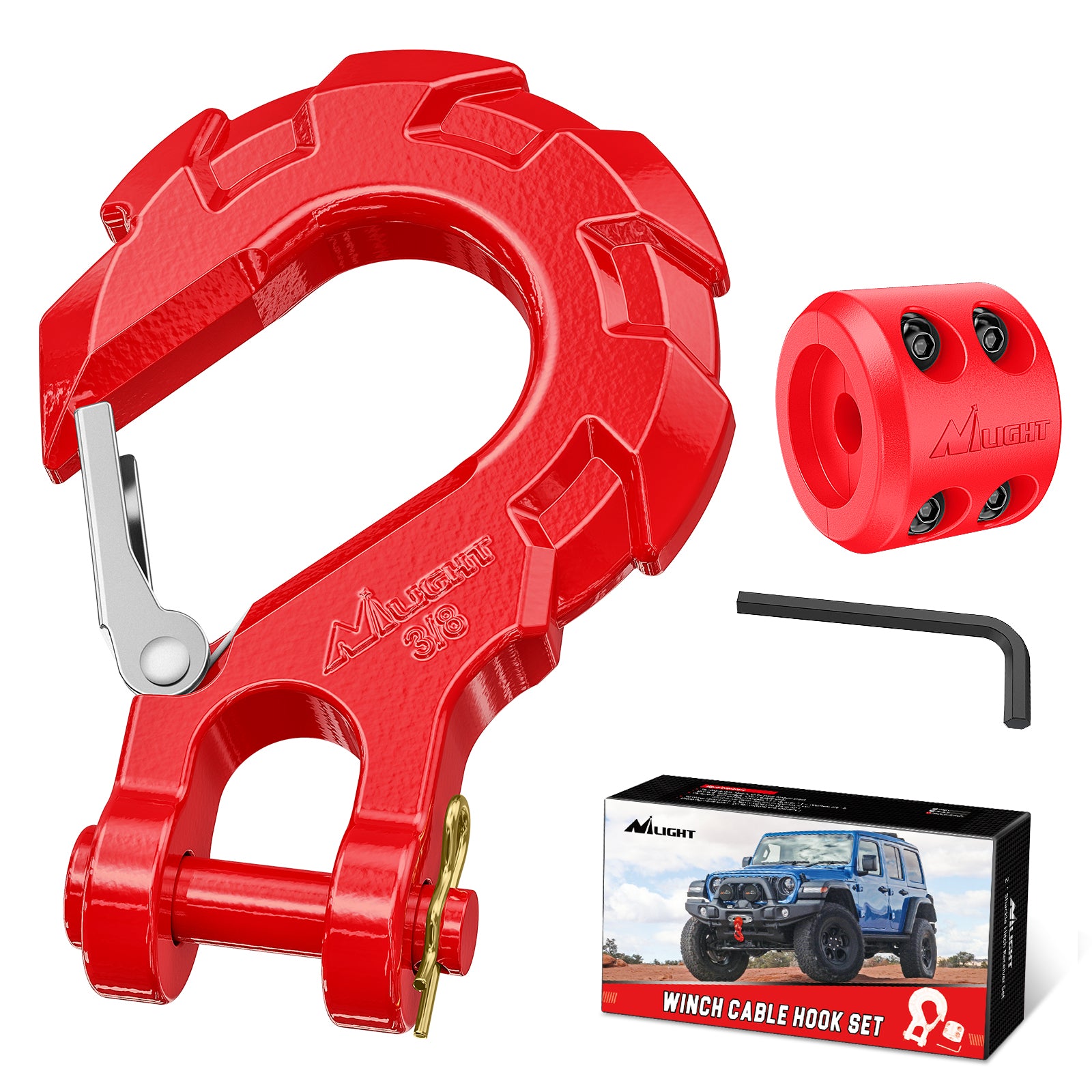 3/8 inch Grade 70 Winch Hook Red