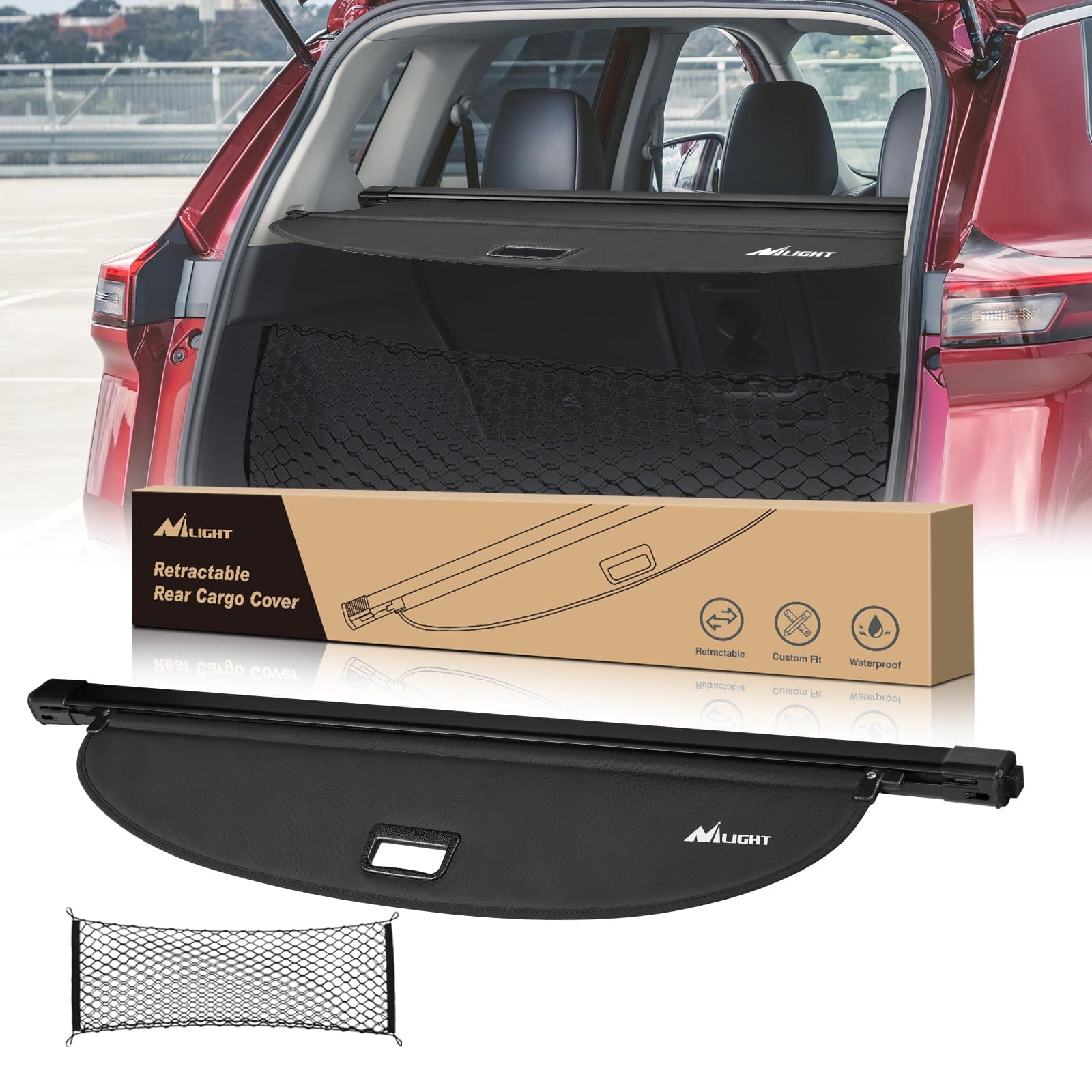 2021 2022 2023 2024 2025 Nissan Rogue Retractable Trunk Cargo Cover With Trunk Storage Net