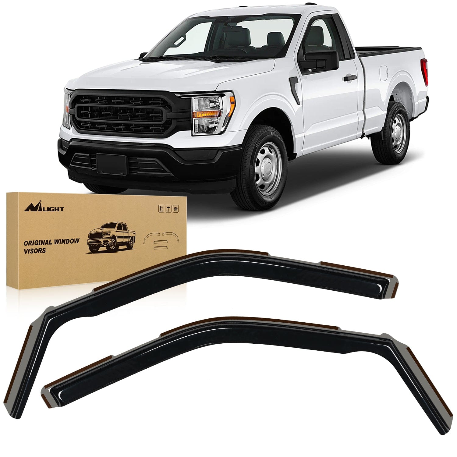 Rain Guards for Ford F150 2021 2022 2023 2024 Regular Cab/Super Crew/Super Cab, Vent Window Visors, Original Window Deflectors-2PCS