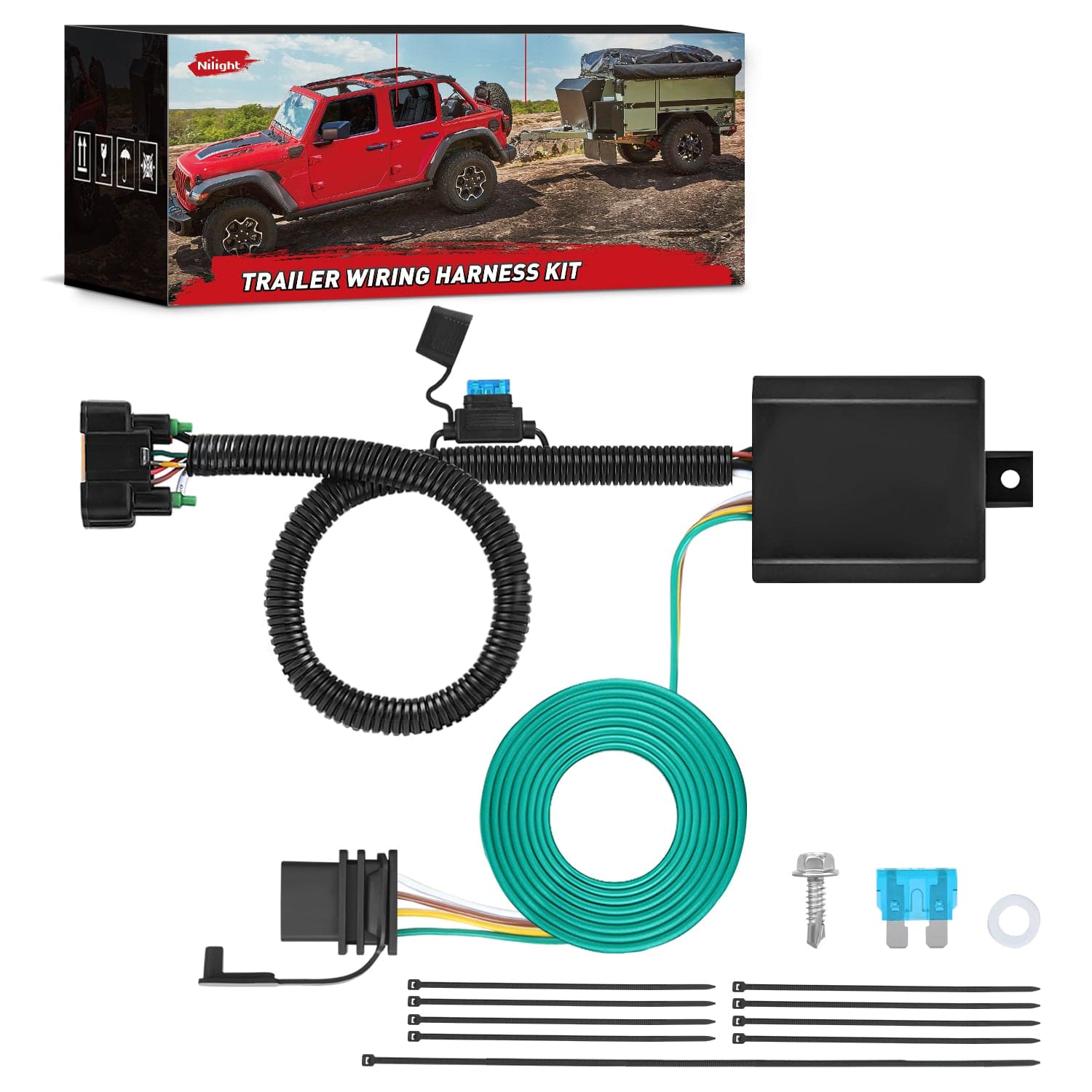 Nilight 4 Pin Custom Trailer Wiring Harness 56420 Vehicle Side Compatible with Hyundai 2019 2020 2021 2022 2023 2024 Santa Fe Santa Cruz Palisade Tucson; Kia Telluride Sorento Carnival