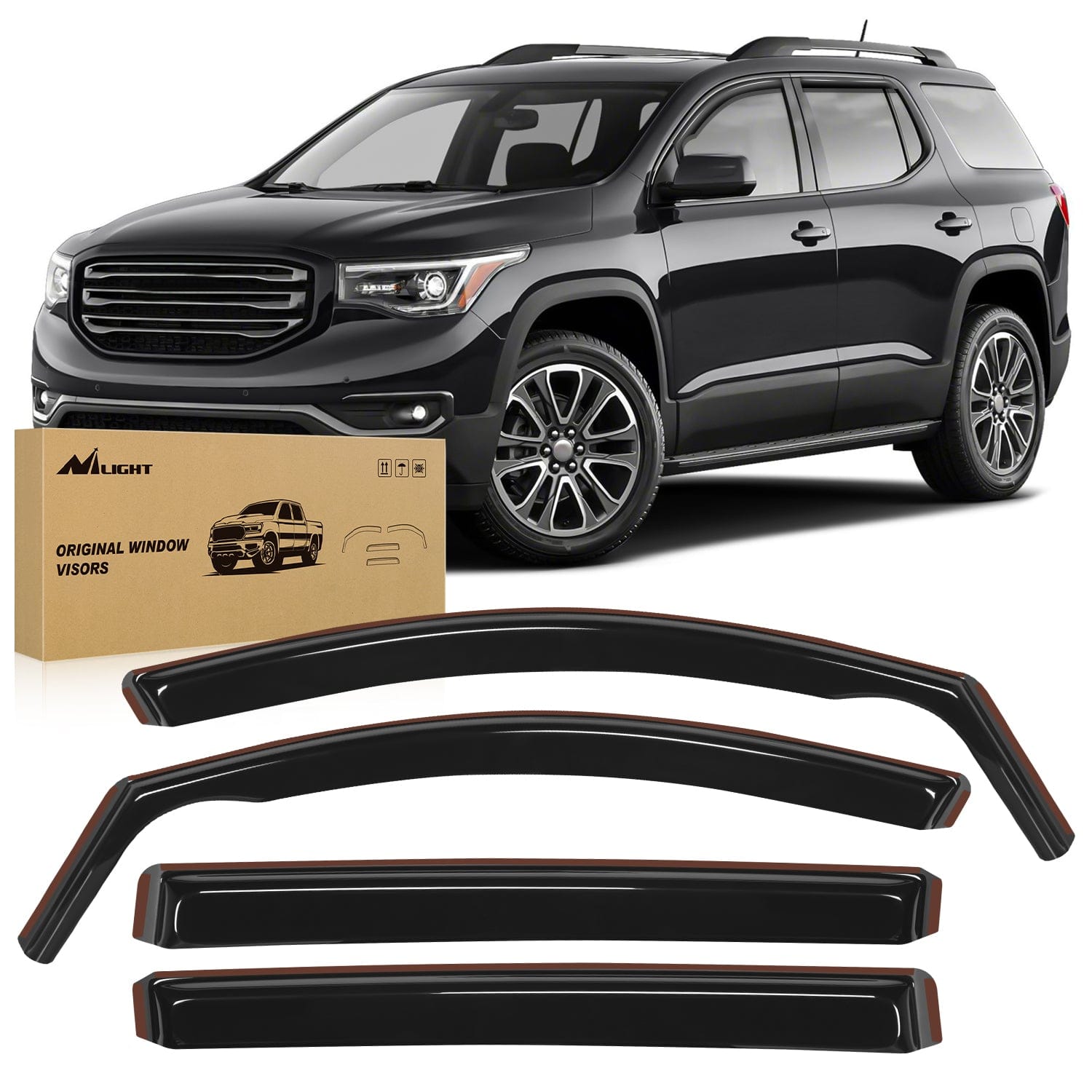 Window Rain Guards for GMC Acadia 2017 2018 2019 2020 2021 2022 2023 Window Deflectors, Vent Window Visors-4 Pieces