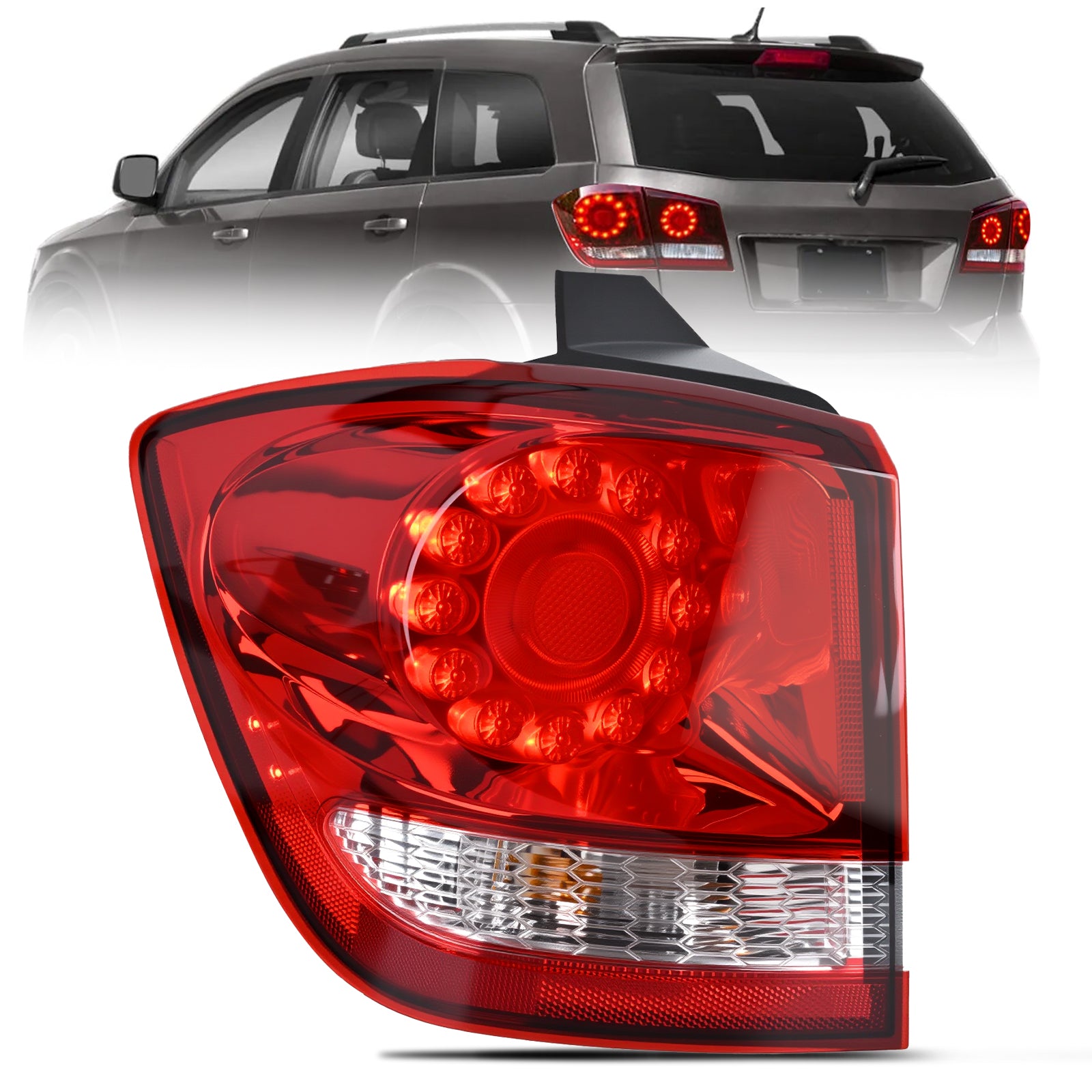 Taillight Assembly Compatible with 2011 2012 2013 2014 2015 2016 2017 2018 2019 2020 Dodge Journey Outer Tail Light Left Drive Side