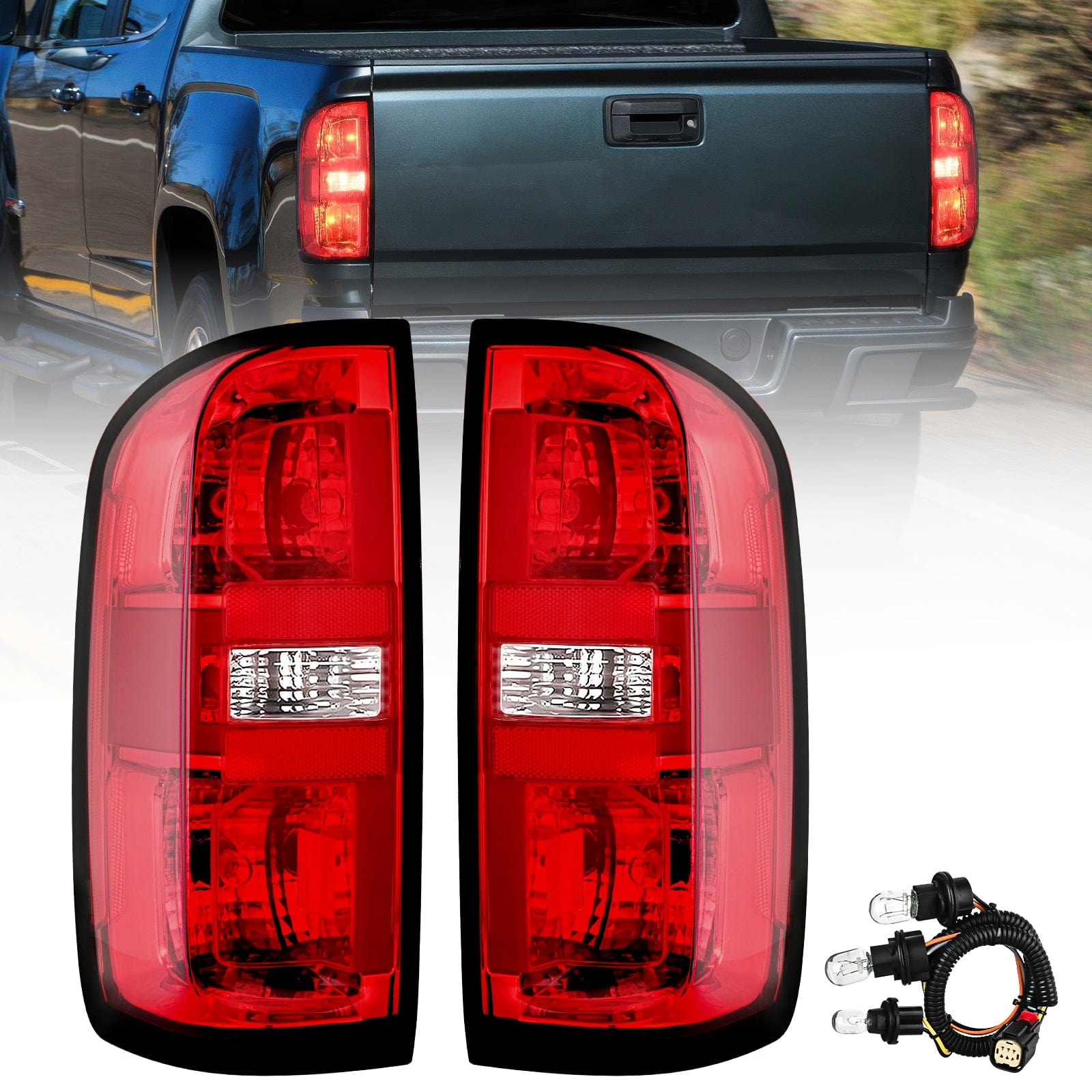 2015 2016 2017 2018 2019 2020 2021 2022 Chevy Colorado Taillight Assembly Rear Lamp Replacement OE Style Driver Side and Passenger Side w/Bulbs