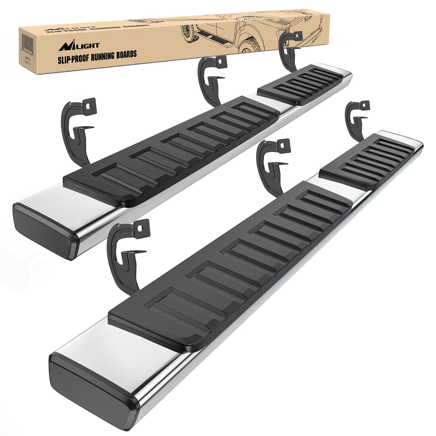 Running Boards for Ford F-150 2004-2014 Extended Super Cab 6 Inch Side Step Nerf Bars Stainless Steel Silver