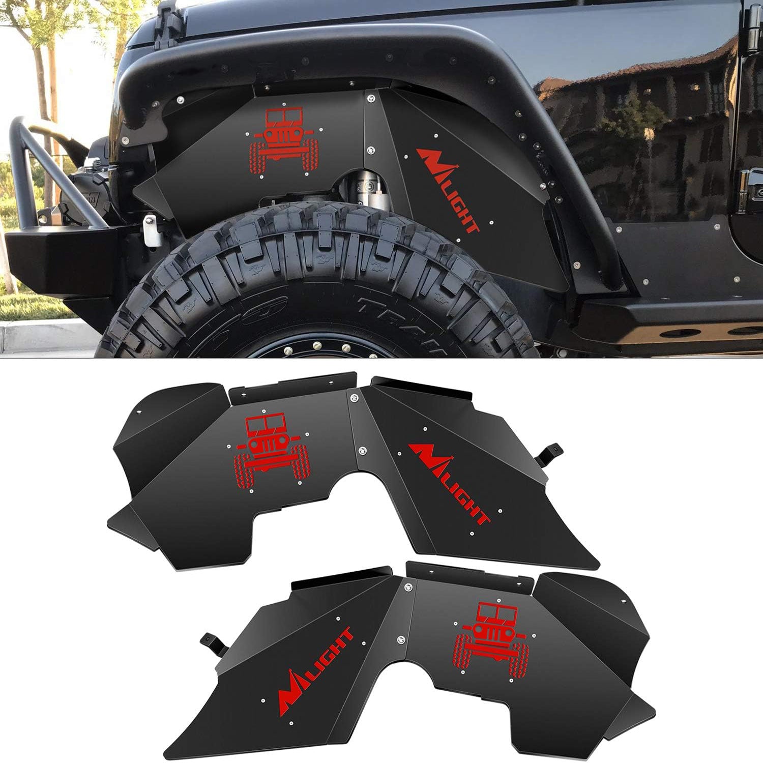 Front Inner Fender Liners For 2007 2008 2009 2010 2011 2012 2013 2014 2015 2016 2017 2018 Wrangler JK & JKU Unlimited