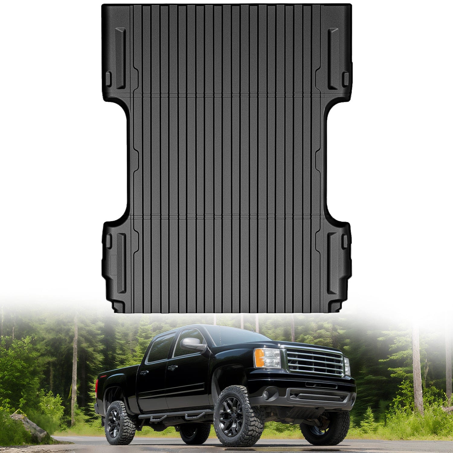 6.6ft Rubber Short Trunk Bed for 2007-2019 Silverado/Sierra 2500 3500HD & 1500 2007-2018, TPE Heavy-Duty Pick-up Bed Liner for Chevy GMC Accessories, Anti-Slip Texture, All Weather Protection