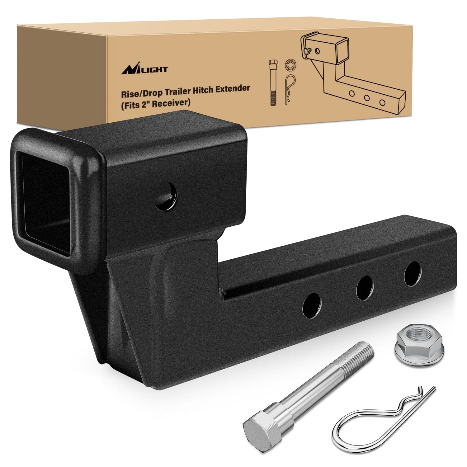 2 Inch Trailer Dual Hitch Receiver with 4Inch Rise or Drop