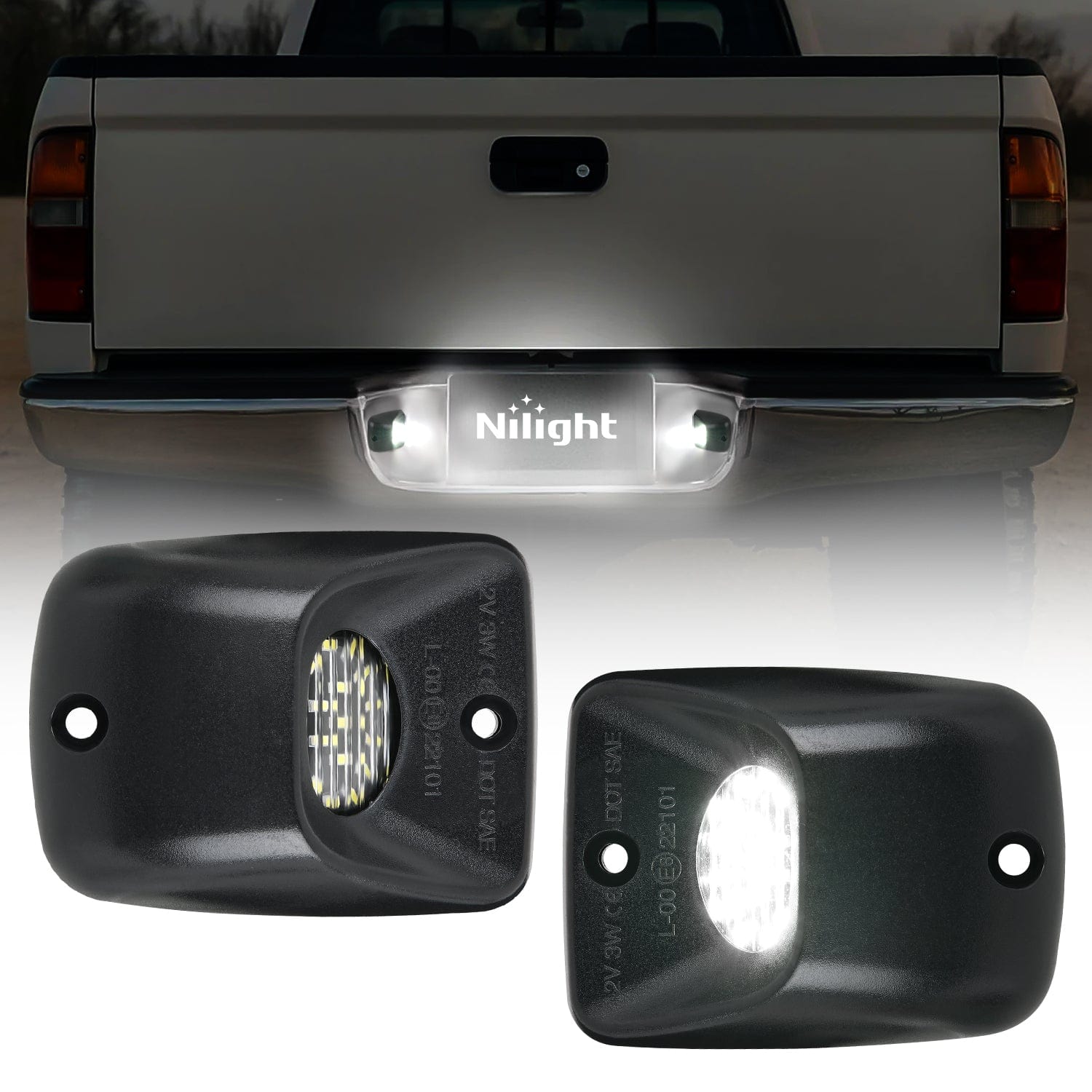 License Plate Lights Compatible with 1995 1996 1997 1998 1999 2000 2001 2002 2003 2004 Toyota Tacoma Black Housing 6000K White 2PCS Pack
