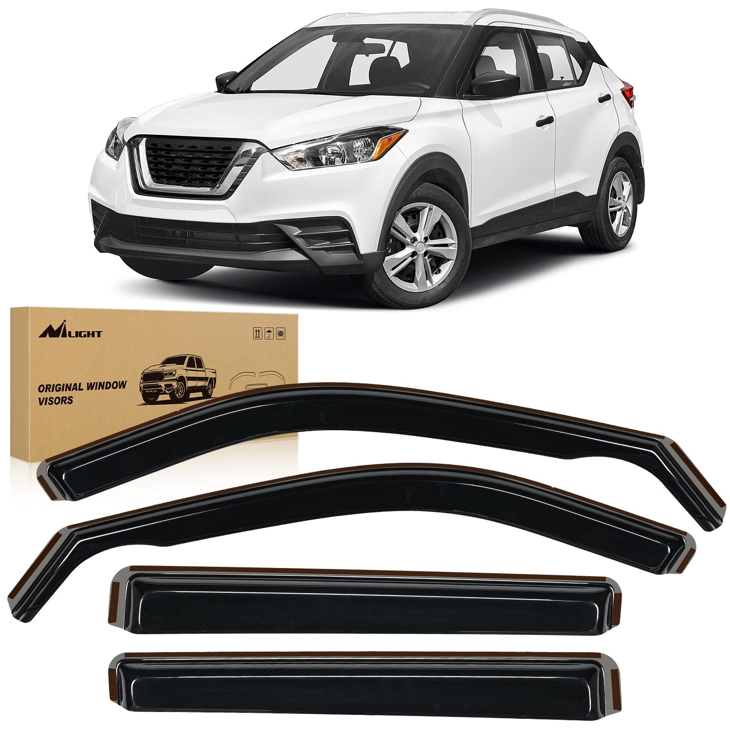 Rain Guards for Kicks 2018 2019 2020 2021 2022 2023 2024, Vent Window Visors, Original Window Deflectors-4PCS