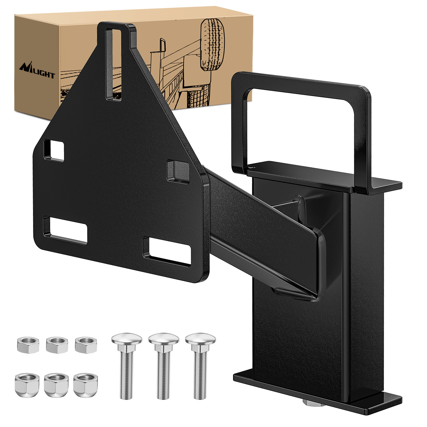 Spare Tire Carrier Mount Stake Pocket Boat 3-Nuts Trailer Bracket Utility Trailer Accessories Fits 4 & 5 & 6 Lugs Trailer Wheels on 4Inch 4.5Inch 4.75Inch 5Inch 5.5Inch and 6Inch Bolt Patterns 150 Lbs