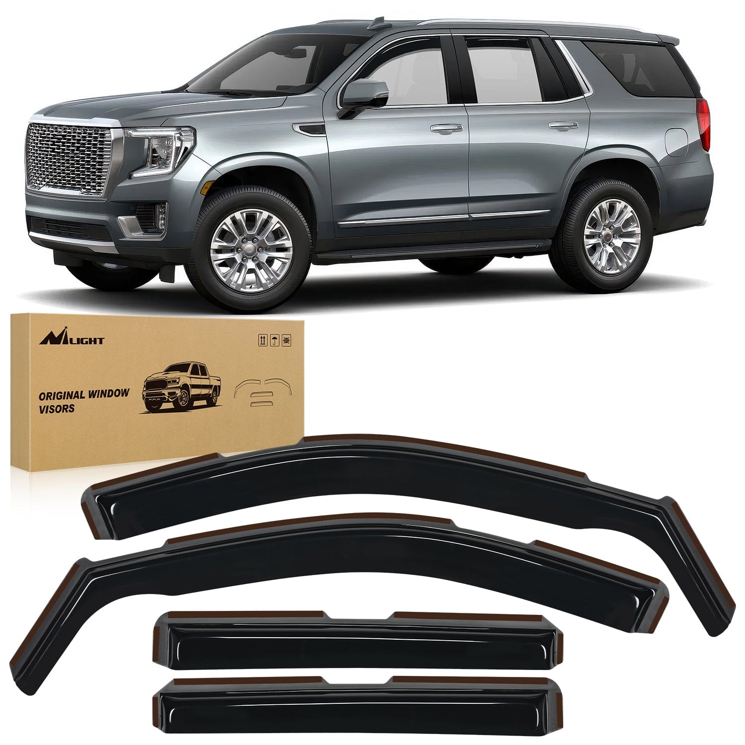 Rain Guards for GMC Yukon 2021 2022 2023 2024, Vent Window Visors, Original Window Deflectors-4PCS