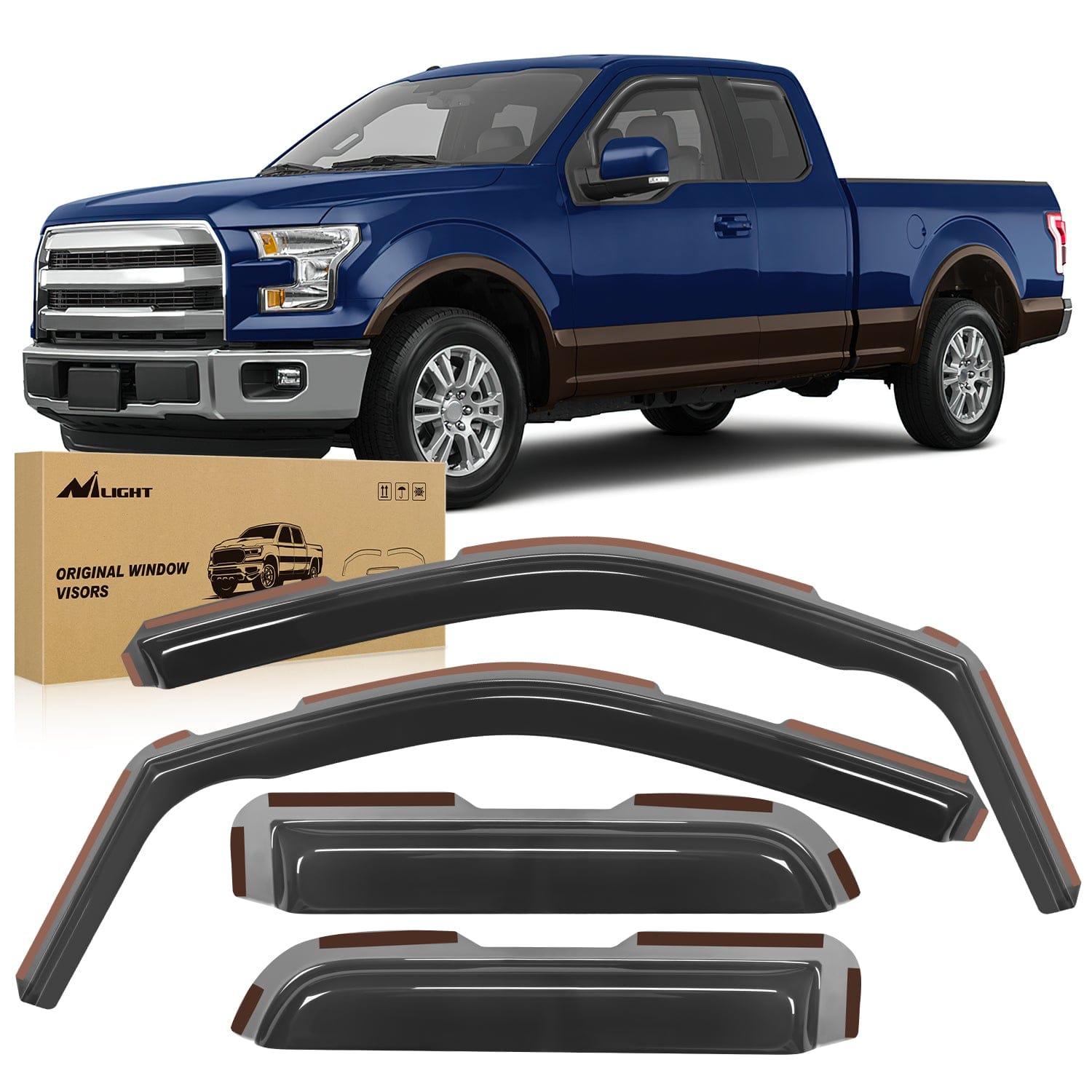 2004 2005 2006 2007 2008 2009 2010 2011 2012 2013 2014 Ford F150 Super Cab Rain Guards Acrylic 4Pcs