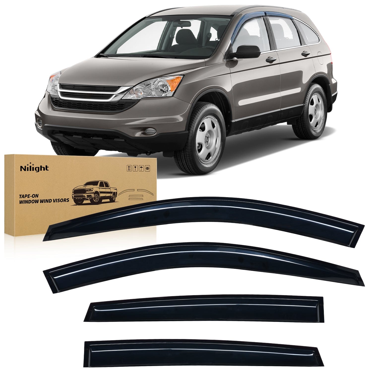 Window Visors for Honda CR-V(CRV) 2007 2008 2009 2010 2011, Out-Channel Window Wind Deflectors Rain Guards -4PCS