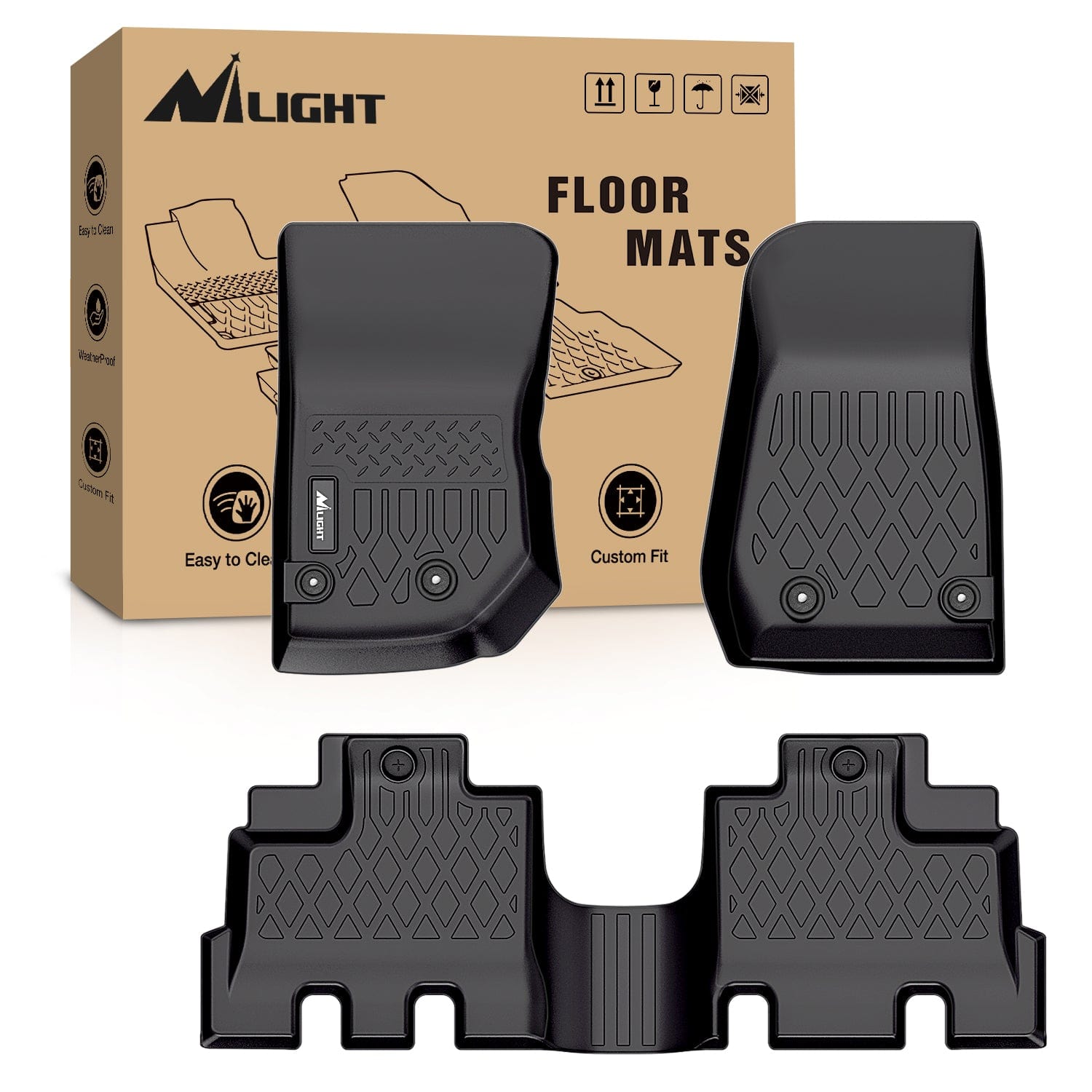 2013 2014 2015 2016 2017 2018 Jeep Wrangler JK Unlimited 4 Doors (Not for JL 4XE) TPE Floor Mats