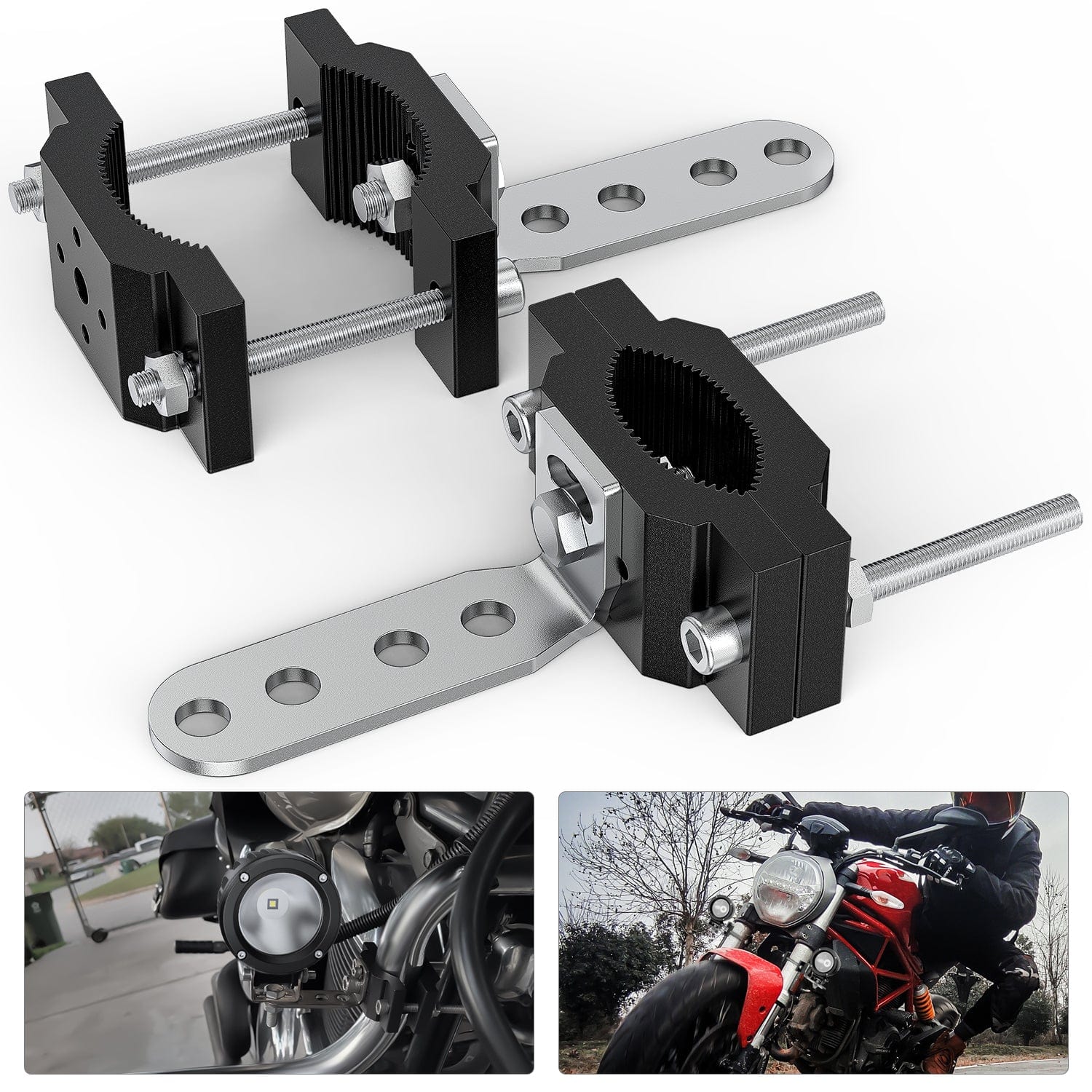 2Pcs Motorcycle Tube Clamp Mounting Brackets 0.7 to 2Inch Round Tube