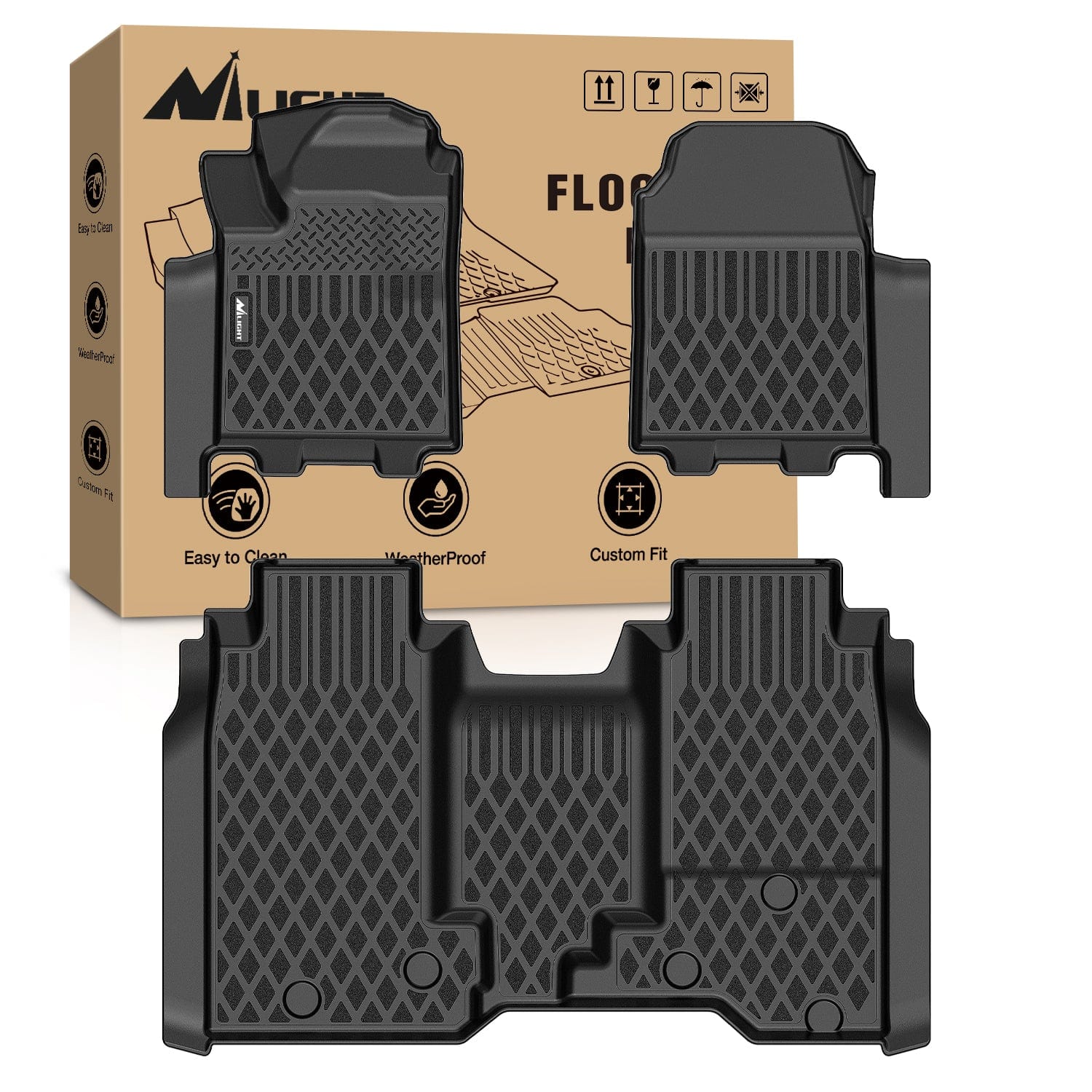 TPE Floor Mats for Chevy Chevrolet Silverado EV WT Only 2024 2025 2026 All Weather Custom Fit Heavy Duty Floor Liners