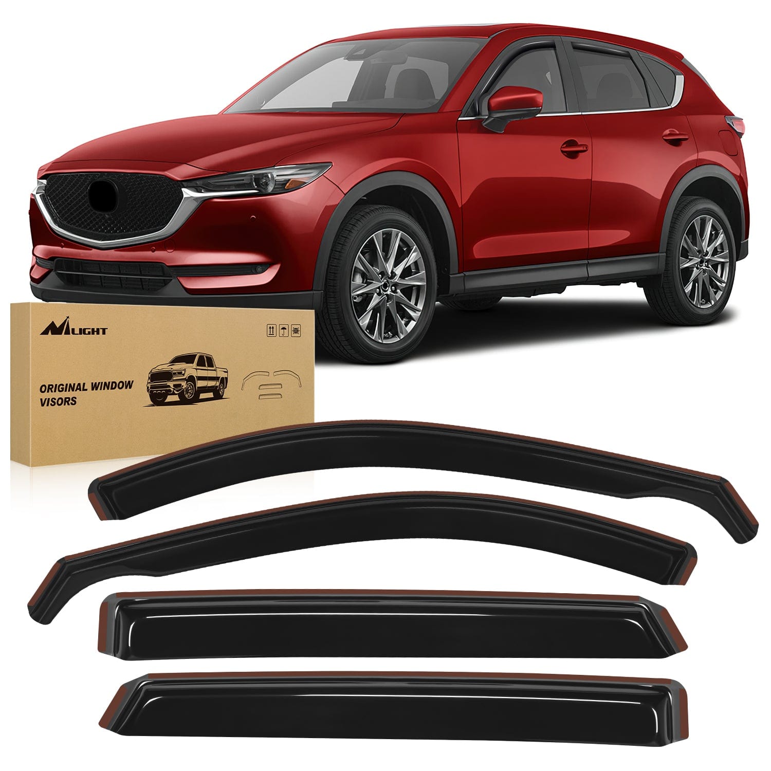 Window Rain Guards for Mazda CX-5 2017 2018 2019 2020 2021 2022 2023 2024 2025 Window Deflectors, Vent Window Visors-4 Pieces