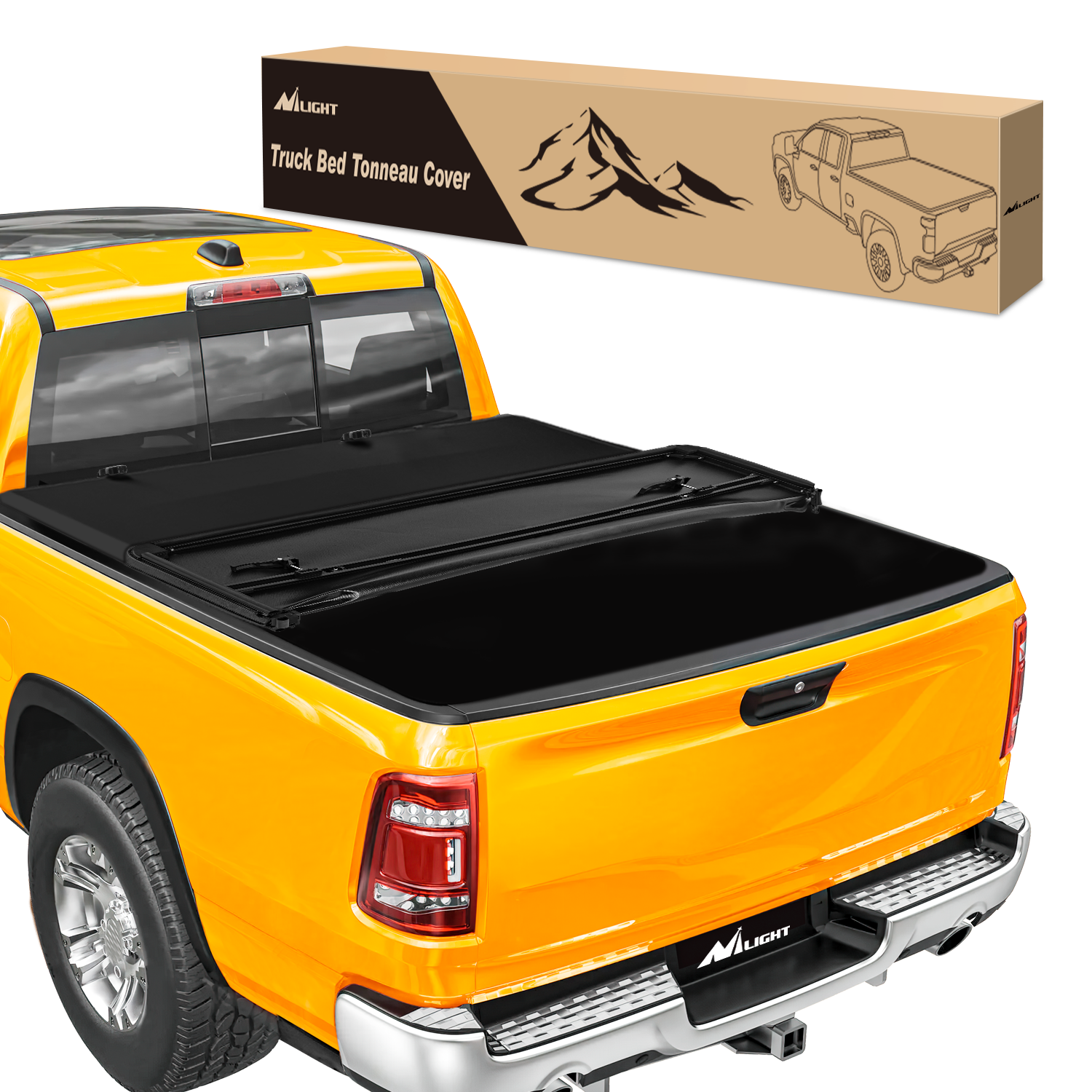 Soft Tri-fold Truck Bed Tonneau Cover Compatible with 2009-2025 Dodge Ram 1500(Include Classic and New Body)-5.6ft