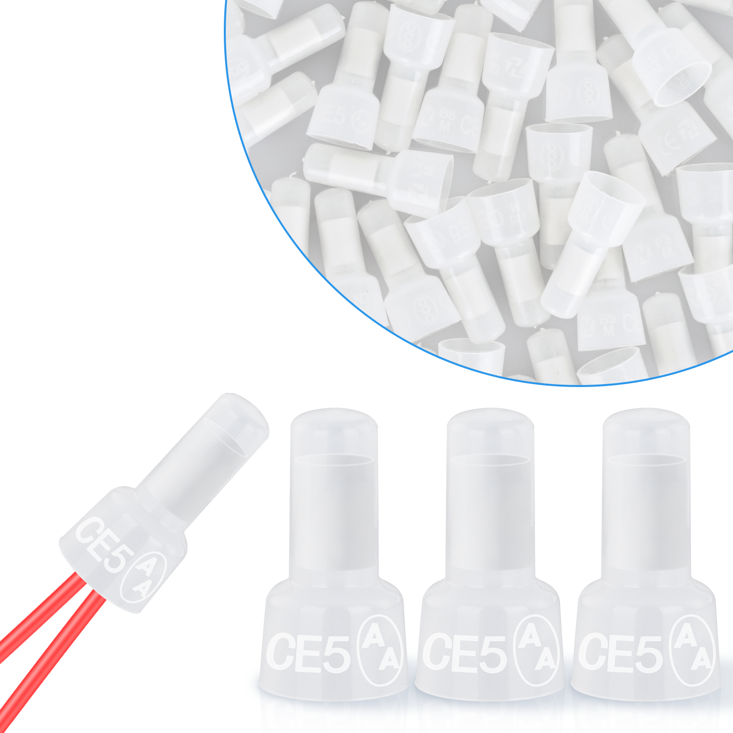 300PCS CE5 Closed End Crimp Terminal 12-10 Gauge Nylon Insulated Closed End Wire Cap Wire Connectors Crimp Cap Terminals Connectors for Automotive Car Truck Boats Marine Electrical Wiring