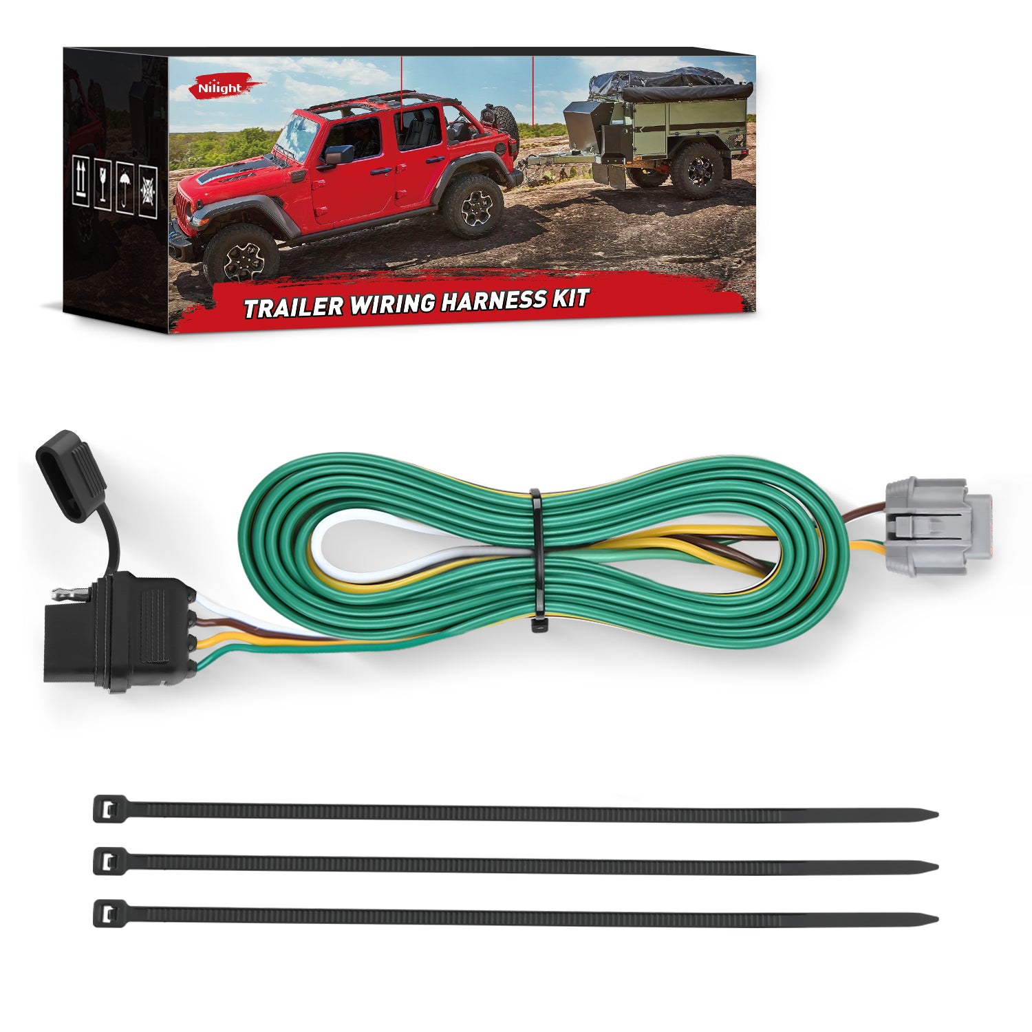 4 Pin Trailer Wiring Harness 55441 Custom for 2005 2006 2007 2008 2009 2010 2011 2012 2013 2014 2015 2016 2017 2018 2019 2020 2021 2022 2023 2024 Nissan Frontier Xterra Pathfinder Suzuki Equator