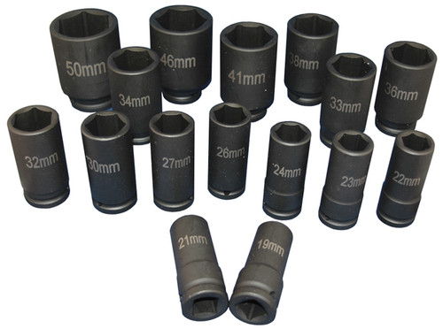 ATD Tools 16 Pc. 3/4" Dr. 6 Point Metric Deep Length Impact Socket Set