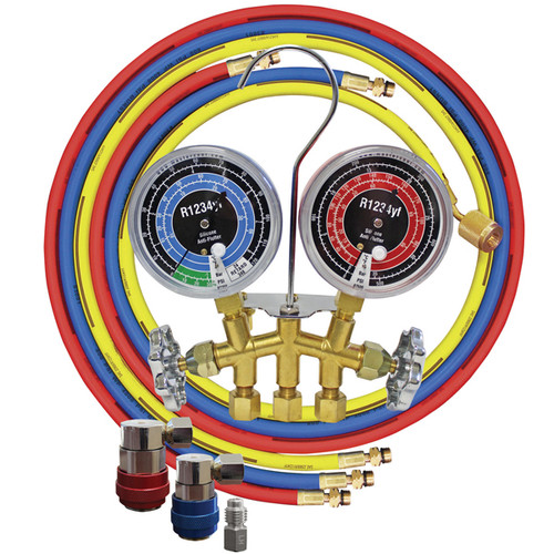 ATD Tools R1234yf 2-Way Brass Manifold Gauge Set