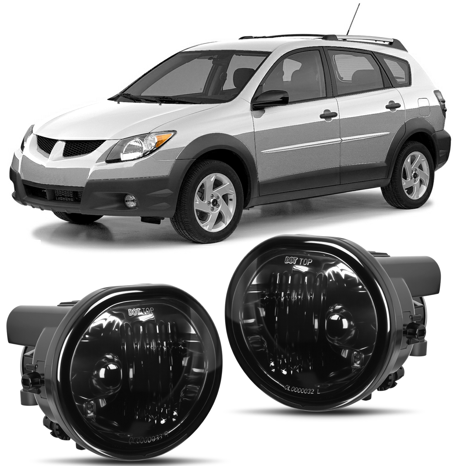 Fog Lights Assembly Compatible with 2003 2004 2005 2006 2007 2008 Toyota Matrix 2003-2008 Pontiac Vibe 2004-2010 Scion TC Smoke Lens w/9006 12V 55W