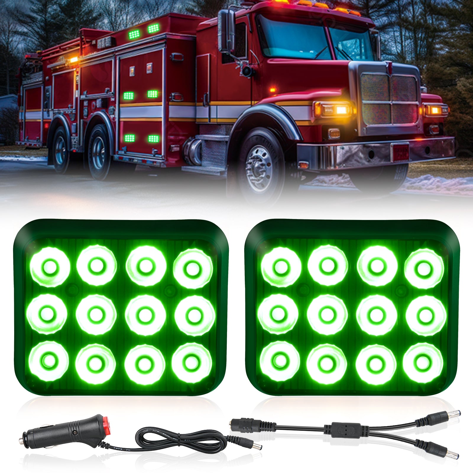 12LED Magnetic Wireless Trailer Lights 2PCS Rechargeable Portable Hazard Beacon Warning Light Green Emergency Strobe Light for Trucks Trailers Vehicles Cars Bus Surface Mount