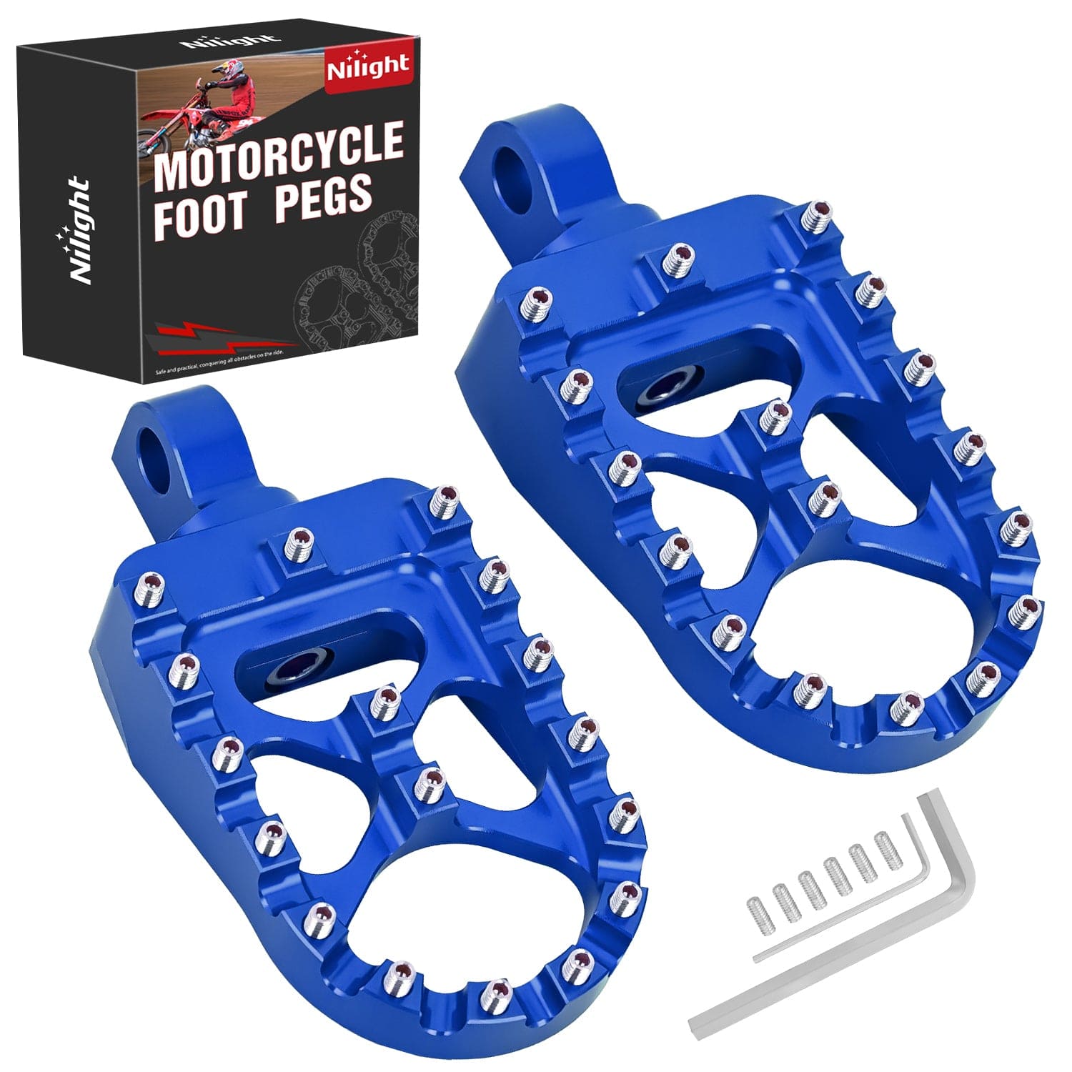 Motorcycle Foot Pegs Dirt Bike Footpegs Fit for Harley Dyna 1993-2017 Fatboy 1990-2017 Iron 883 2009-2017 Sportster 883 360° Rotating CNC Foot Pegs Heavy Duty Aluminum Alloy Peg Pedal, Blue