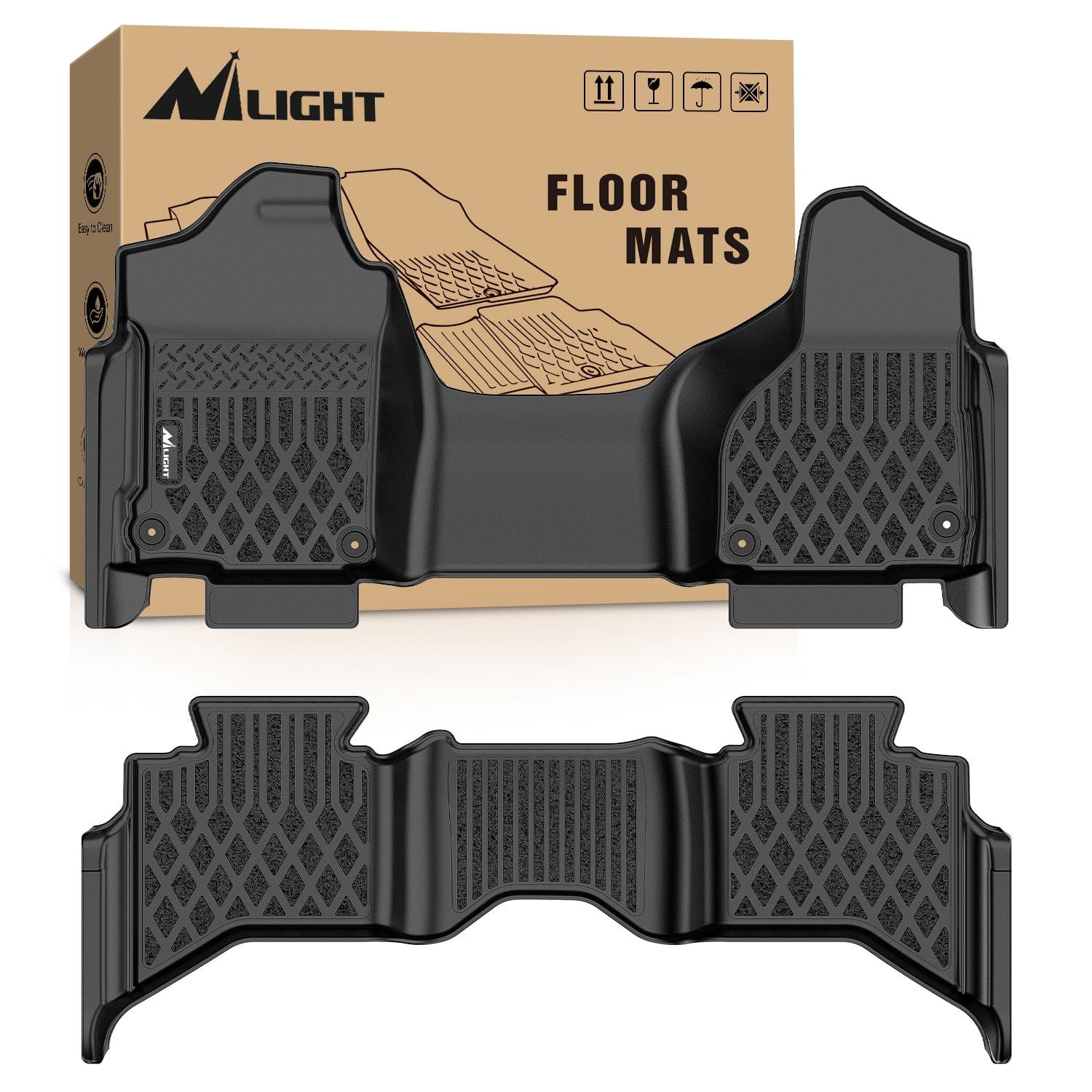 TPE Floor Mats for Dodge Ram 1500 Quad Cab 2013-2018, Dodge Ram 1500 Classic Quad Cab 2019 2020 2021 2022 2023 2024 (NOT for New Body) All Weather Custom Fit Heavy Duty Floor Liners