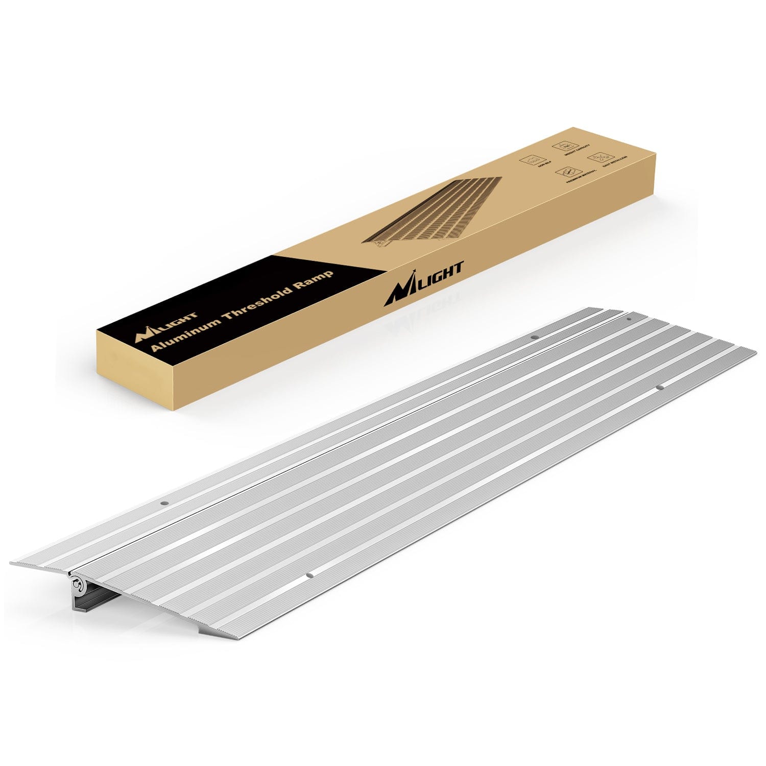 Door Threshold Ramp 1inch Rise Portable Aluminum Door Transition Entry Ramps for Doorways Home Steps