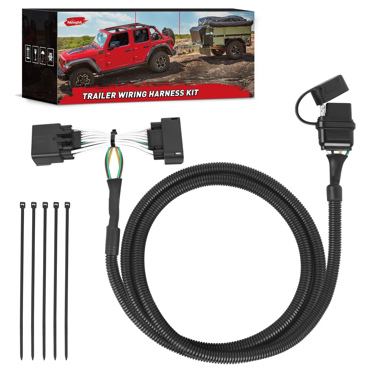 4 Pin Trailer Wiring Harness Kit 56172 Vehicle Side Custom for 2011 2012 2013 2014 2015 2016 2017 2018 2019 Ford Explorer