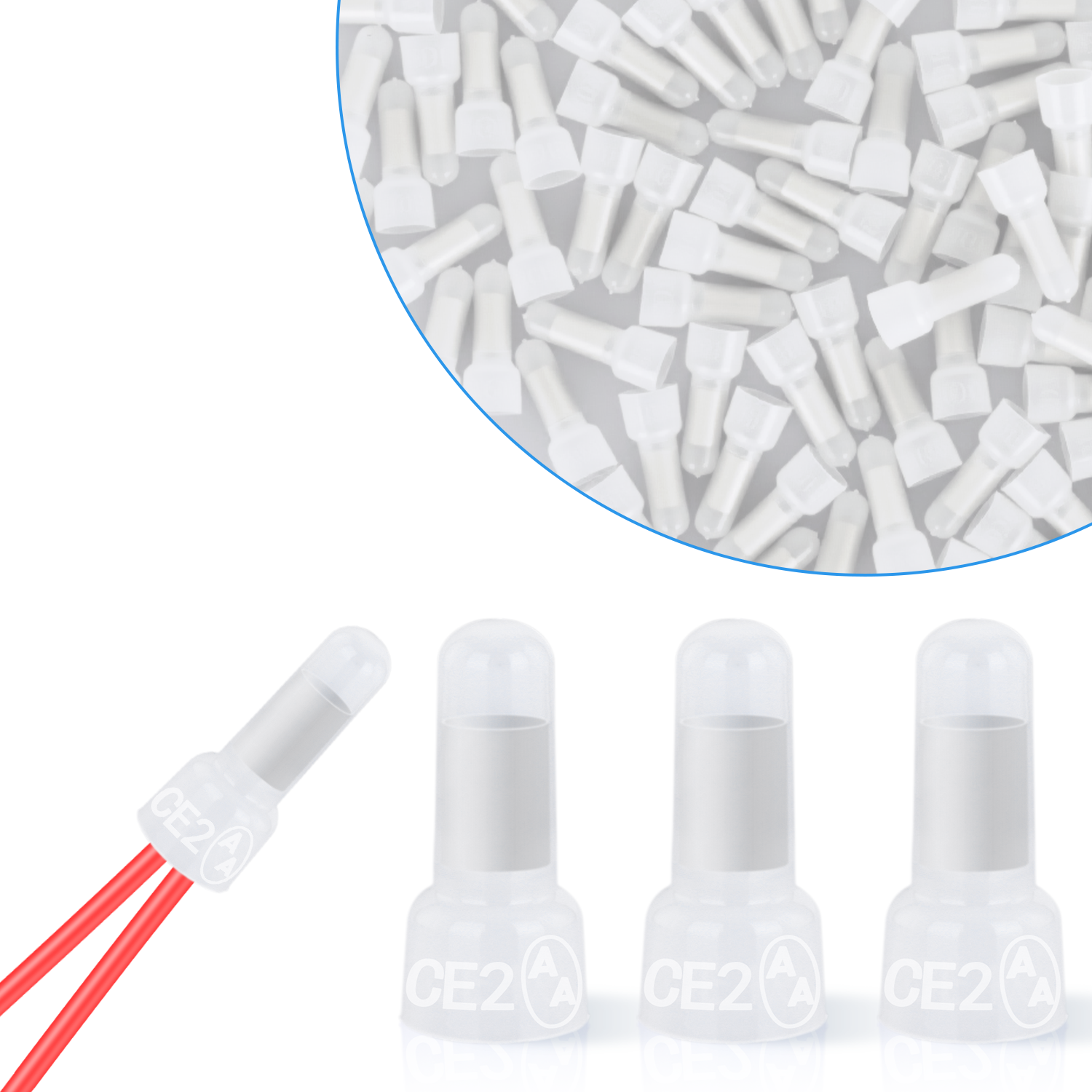 300PCS CE2 Closed End Crimp Terminal 16-14 Gauge Nylon Insulated Closed End Wire Cap Wire Connectors Crimp Cap Terminals Connectors for Automotive Car Truck Boats Marine Electrical Wiring