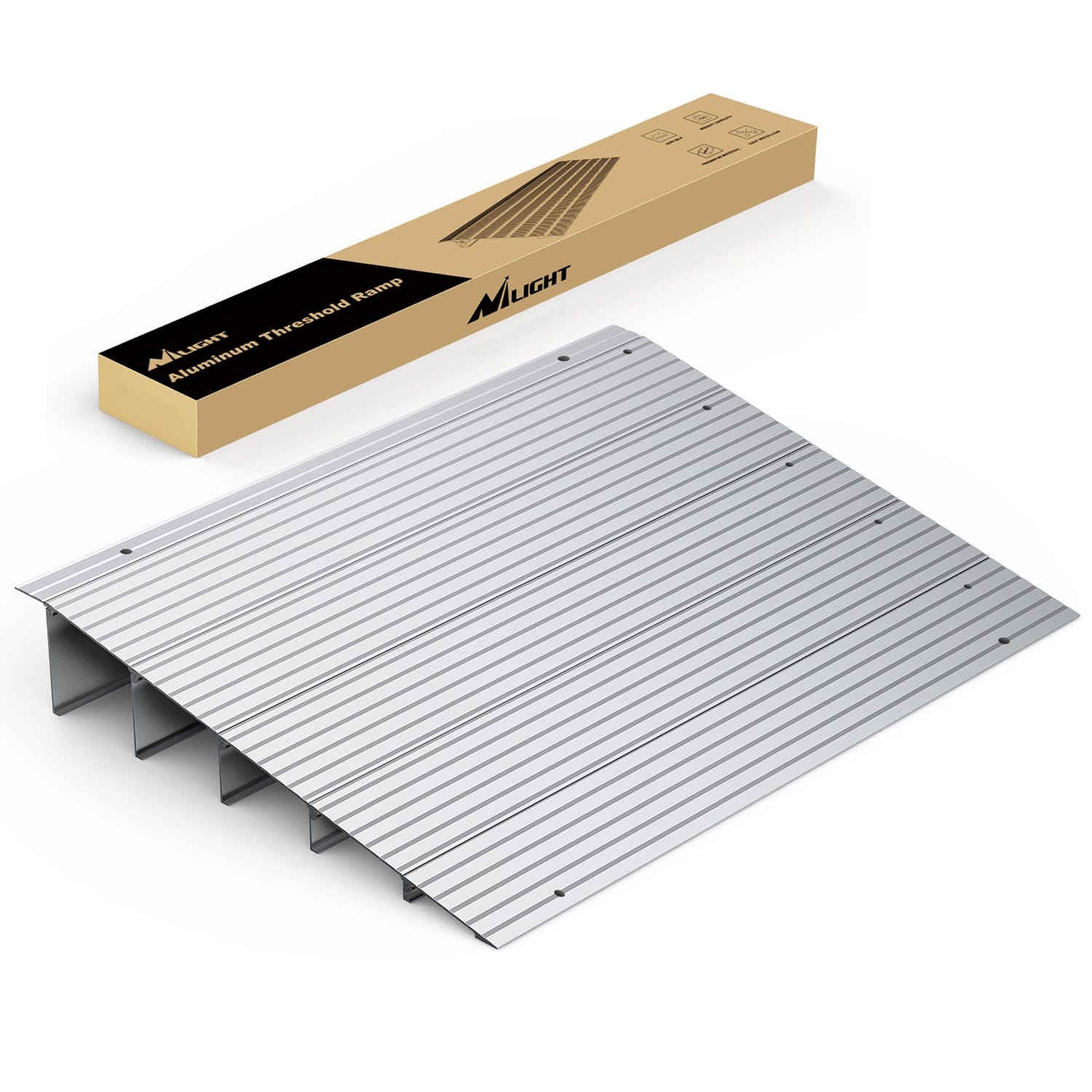 Door Threshold Ramp 5inch Rise Portable Aluminum Door Transition Entry Ramps for Doorways Home Steps