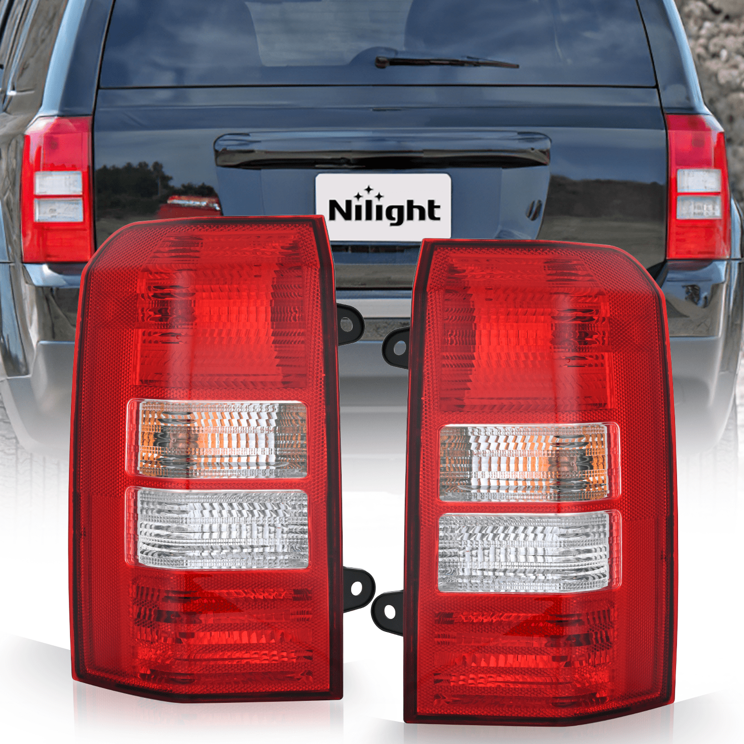 Taillight Assembly Compatible with 2008 2009 2010 2011 2012 2013 2014 2015 2016 2017 Jeep Patriot Tail Light OE Style Rear Lamp Replacement Driver and Passenger Side w/Bulbs
