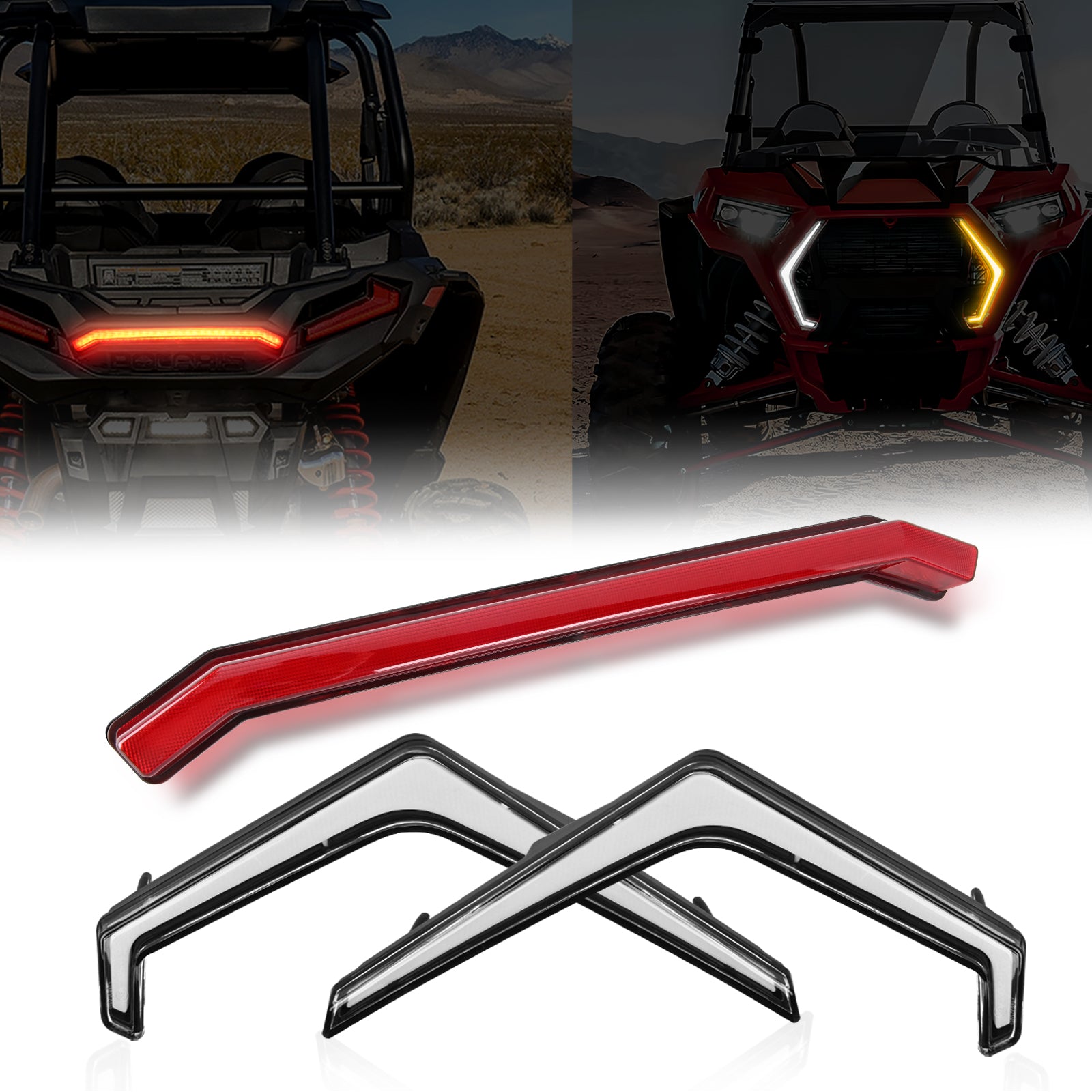 Turn Signal Fang Lights Rear Center Tail Light Kit Assembly Compatible with Polaris RZR XP 1000 Turbo Accessories 2019 2020 2021 2022 2023