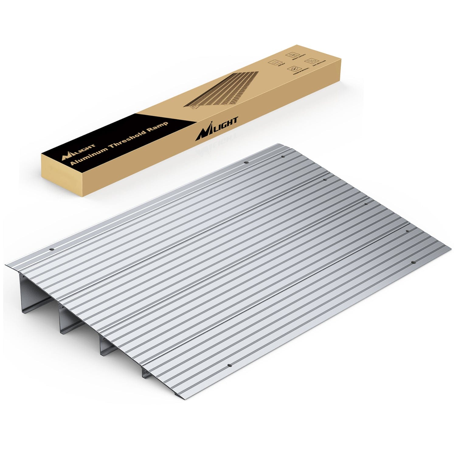 Door Threshold Ramp 4inch Rise Portable Aluminum Wheelchair Door Transition Entry Ramps for Doorways Home Steps