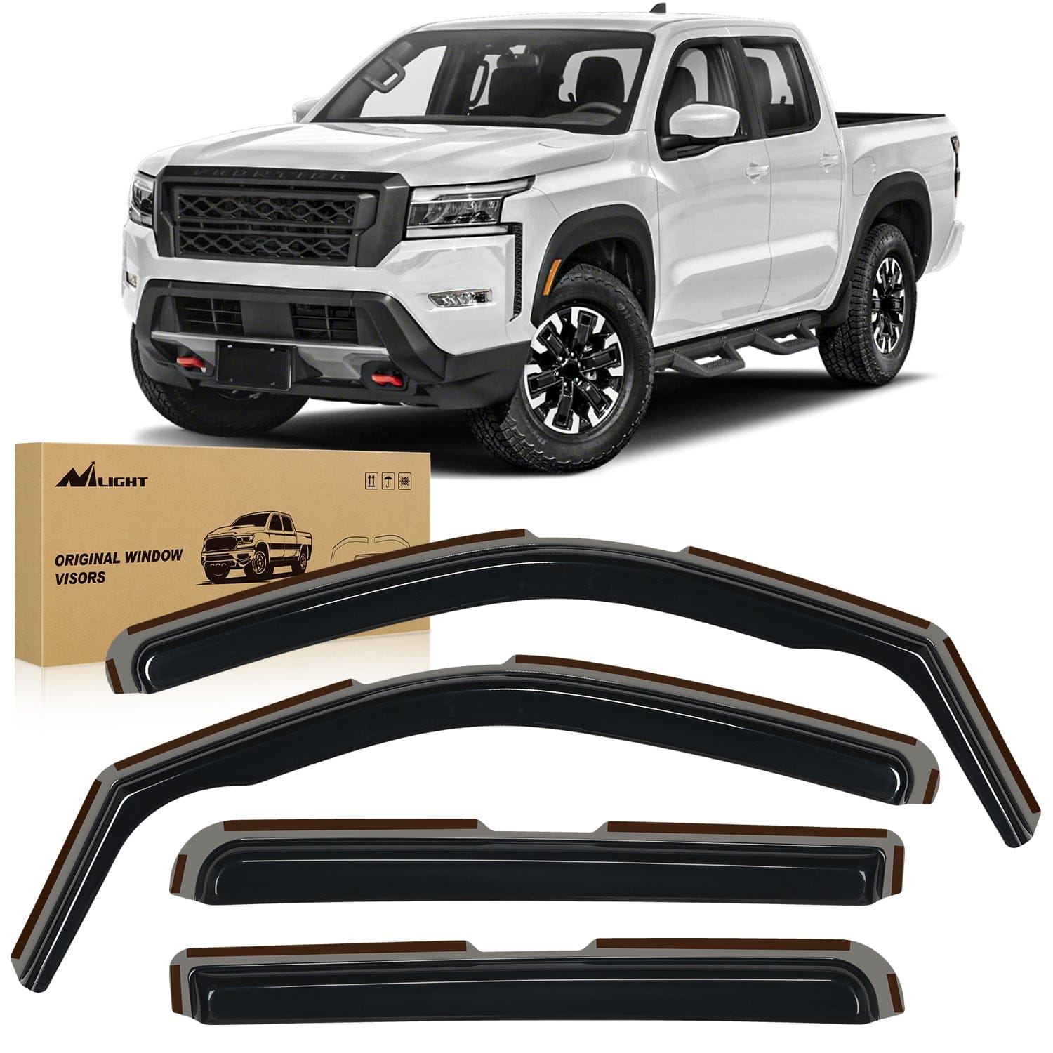 in-Channel Rain Guards for Frontier Crew Cab 2022 2023 2024 2025, Vent Window Visors, Original Window Deflectors-4PCS